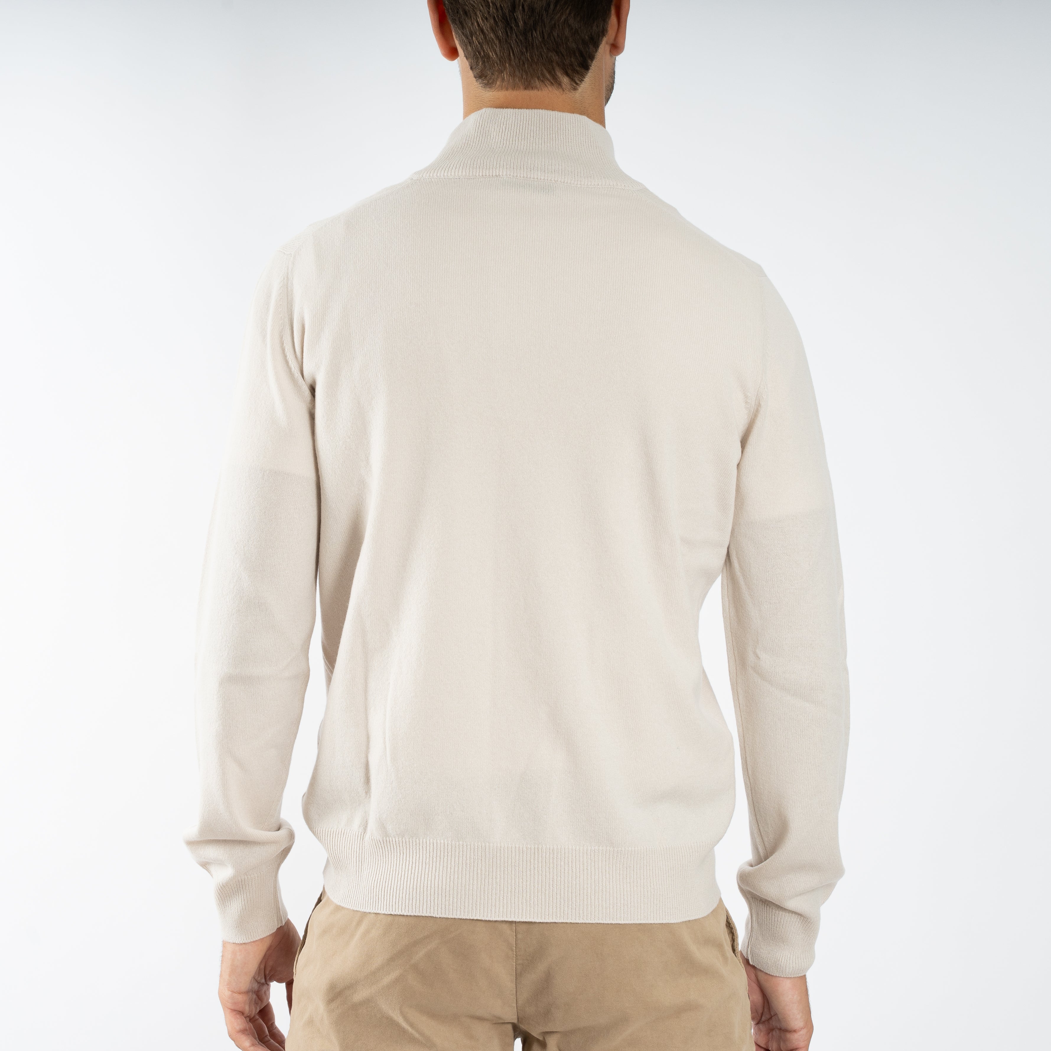 Gran Sasso Gebreide Trui met Rits Off-White | Cashmere Lana