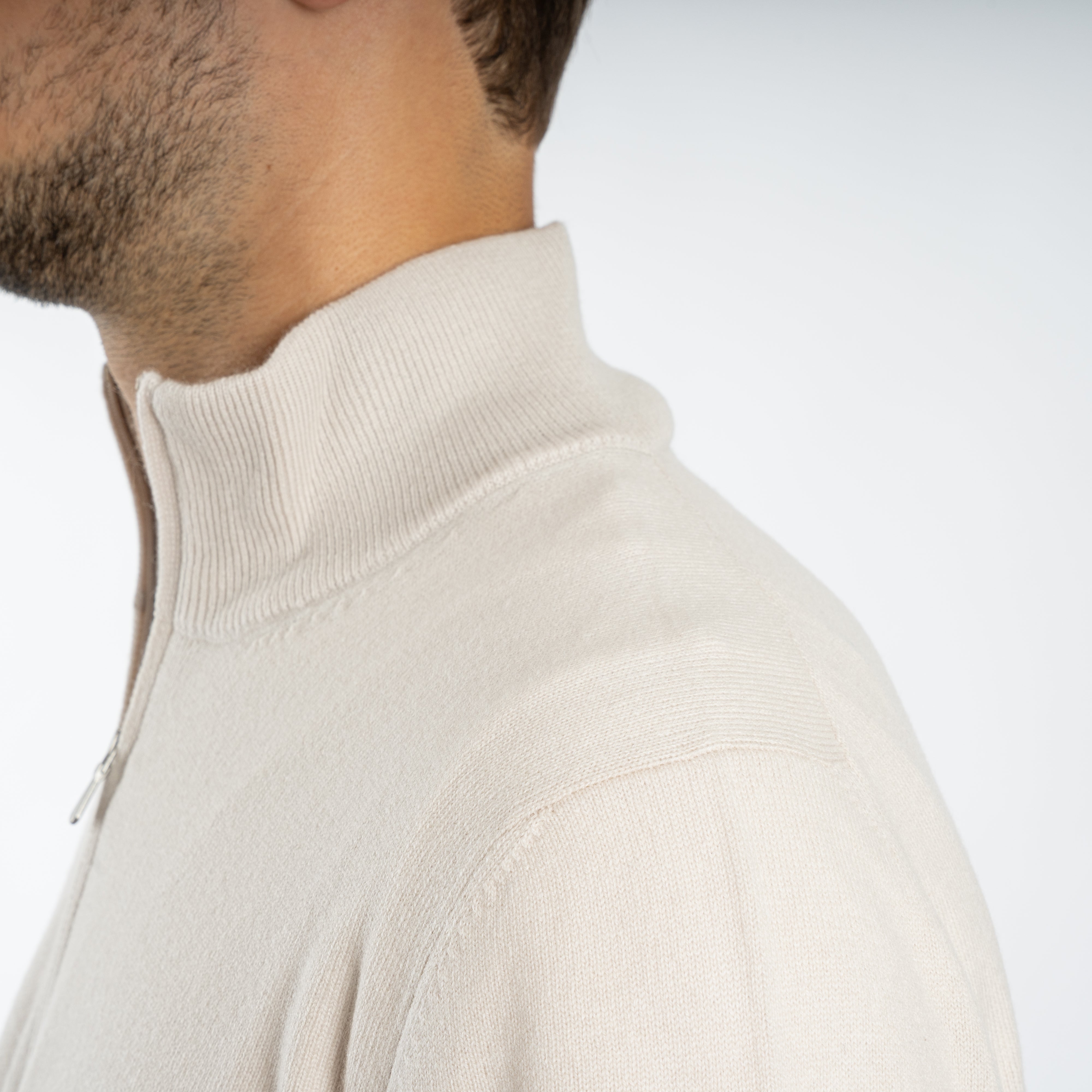 Gran Sasso Gebreide Trui met Rits Off-White | Cashmere Lana