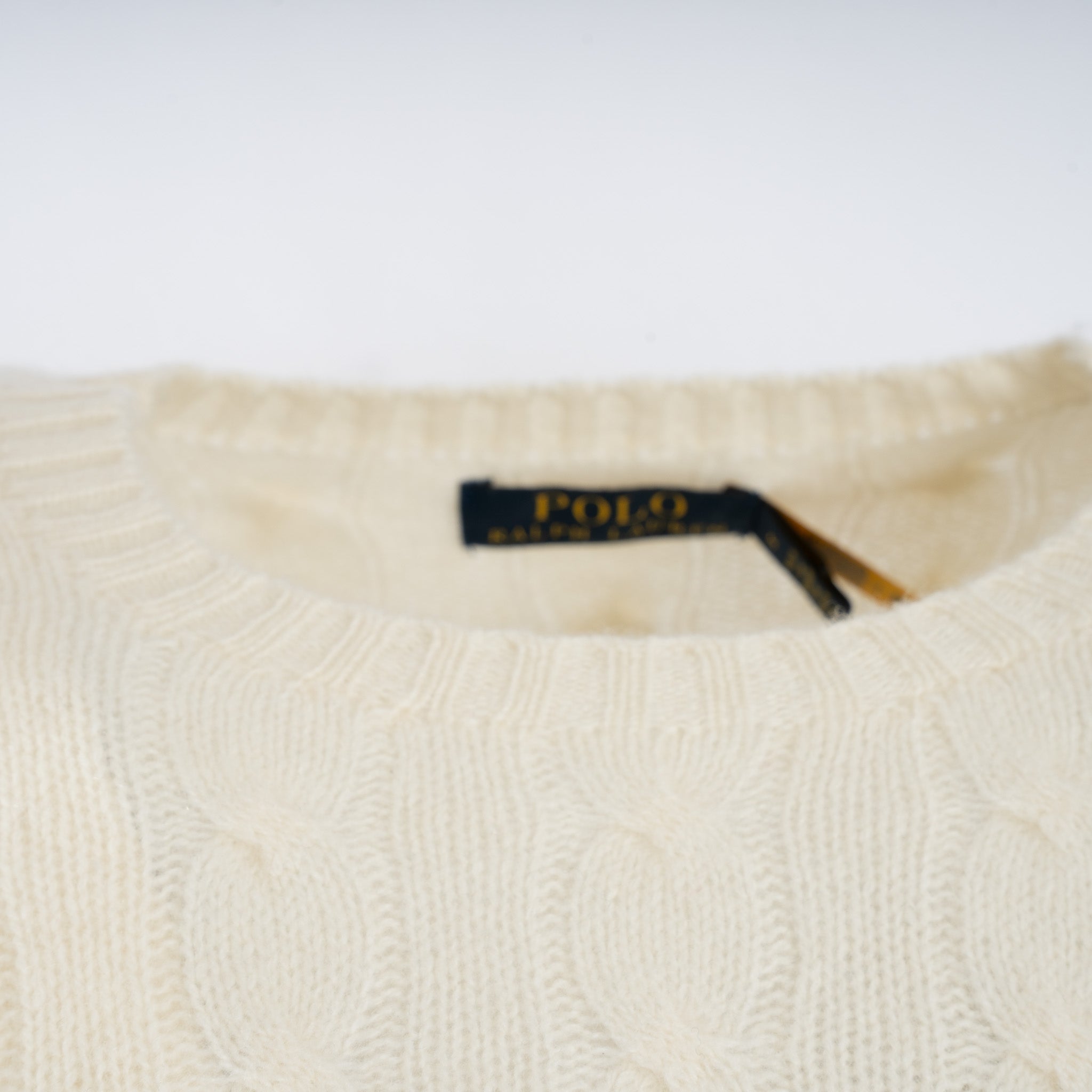 Ralph Lauren Gebreide Kabeltrui Crème | Wol-Cashmere