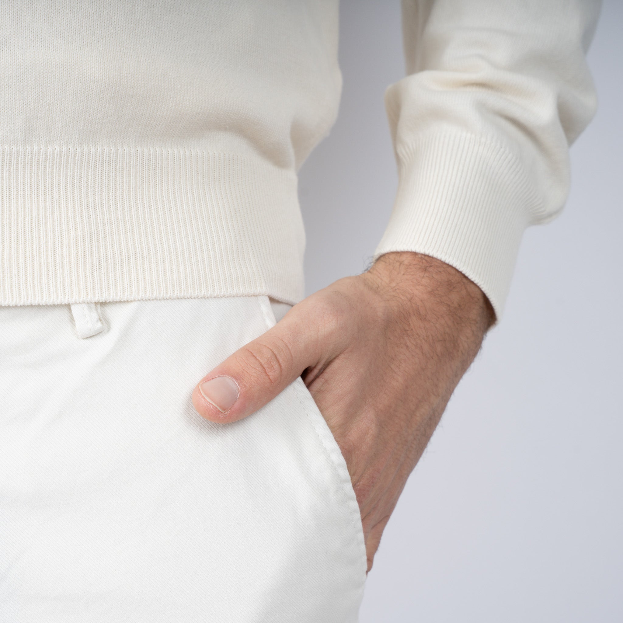 Gran Sasso Gebreide Trui met Rits Crème | Egyptian Cotton