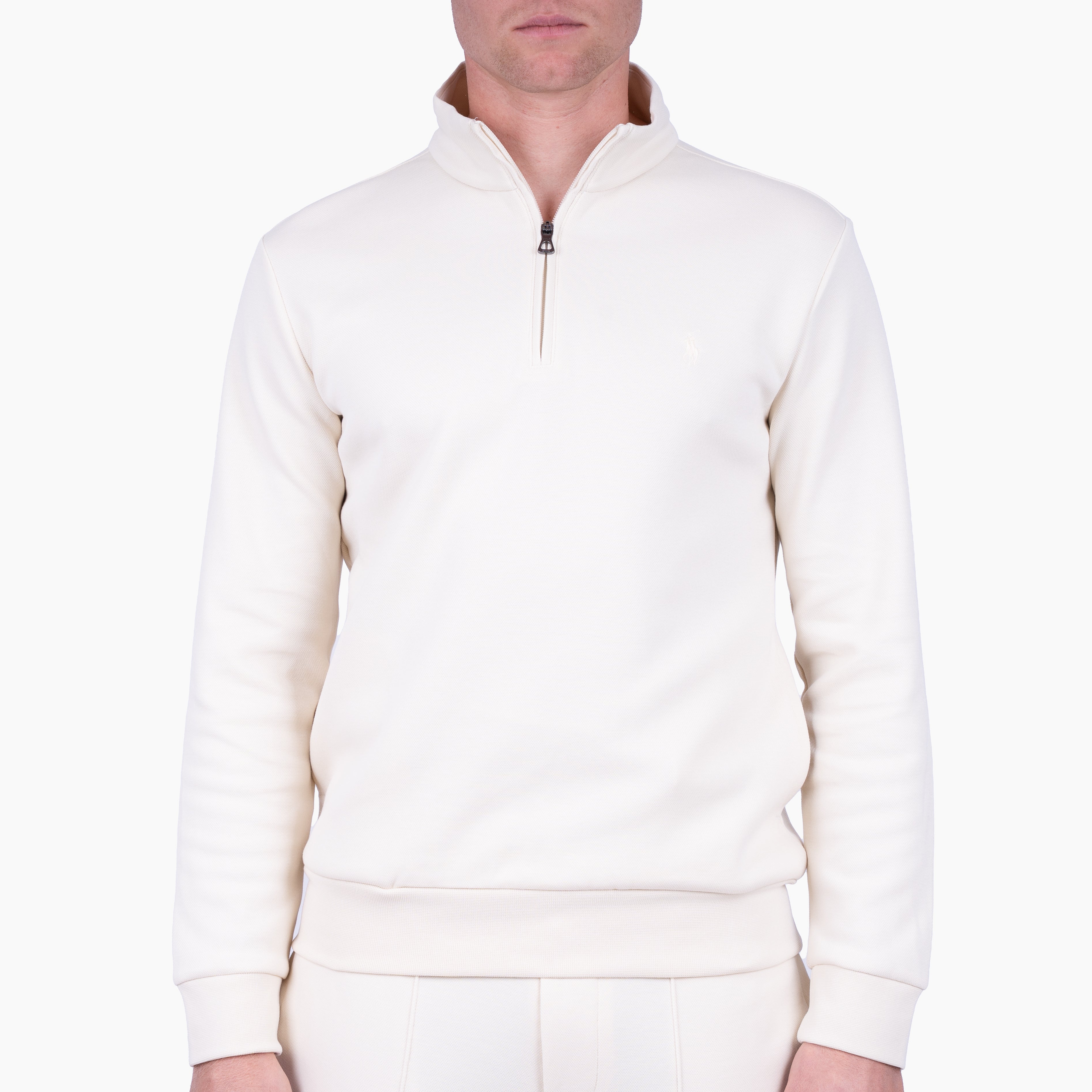 Ralph Lauren Gebreide Trui met Rits Crème | Double-Knit