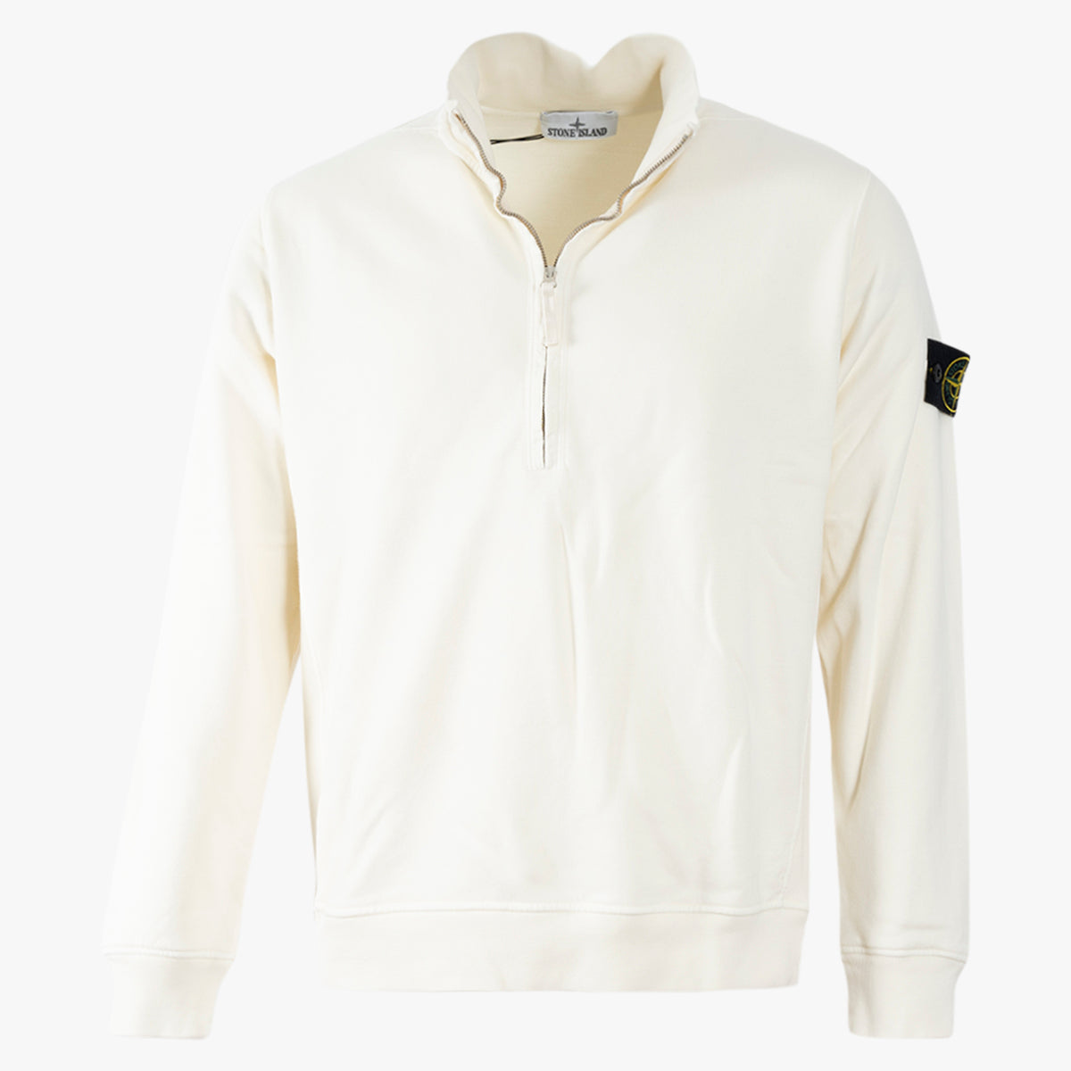 Stone Island Sweater met Rits Crème | Brushed Cotton