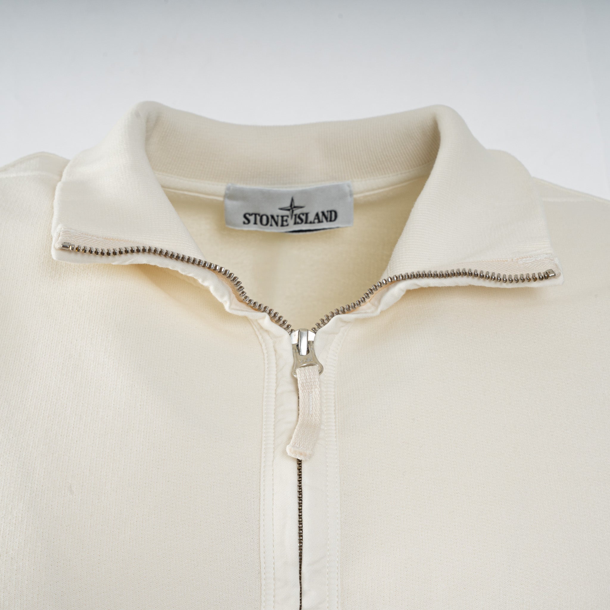 Stone Island Sweater met Rits Crème | Brushed Cotton