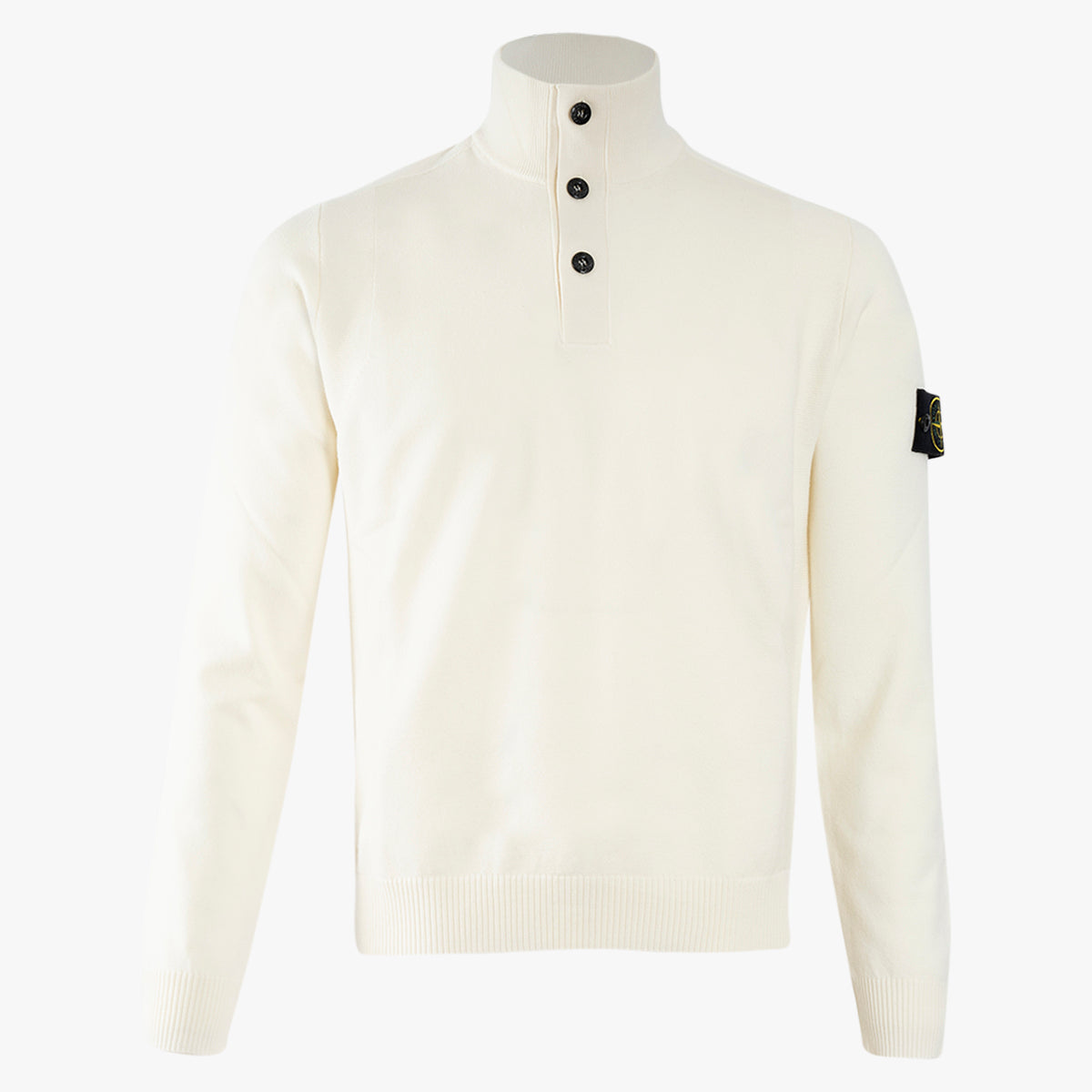 Stone Island Gebreide Trui met Knopenlijst Crème | Stretch RWS Wool