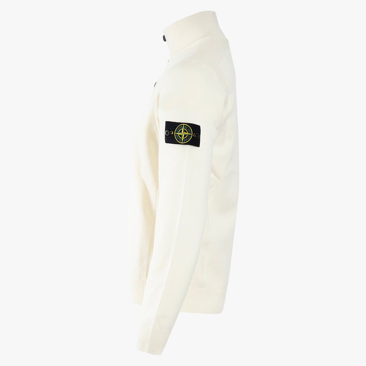 Stone Island Gebreide Trui met Knopenlijst Crème | Stretch RWS Wool