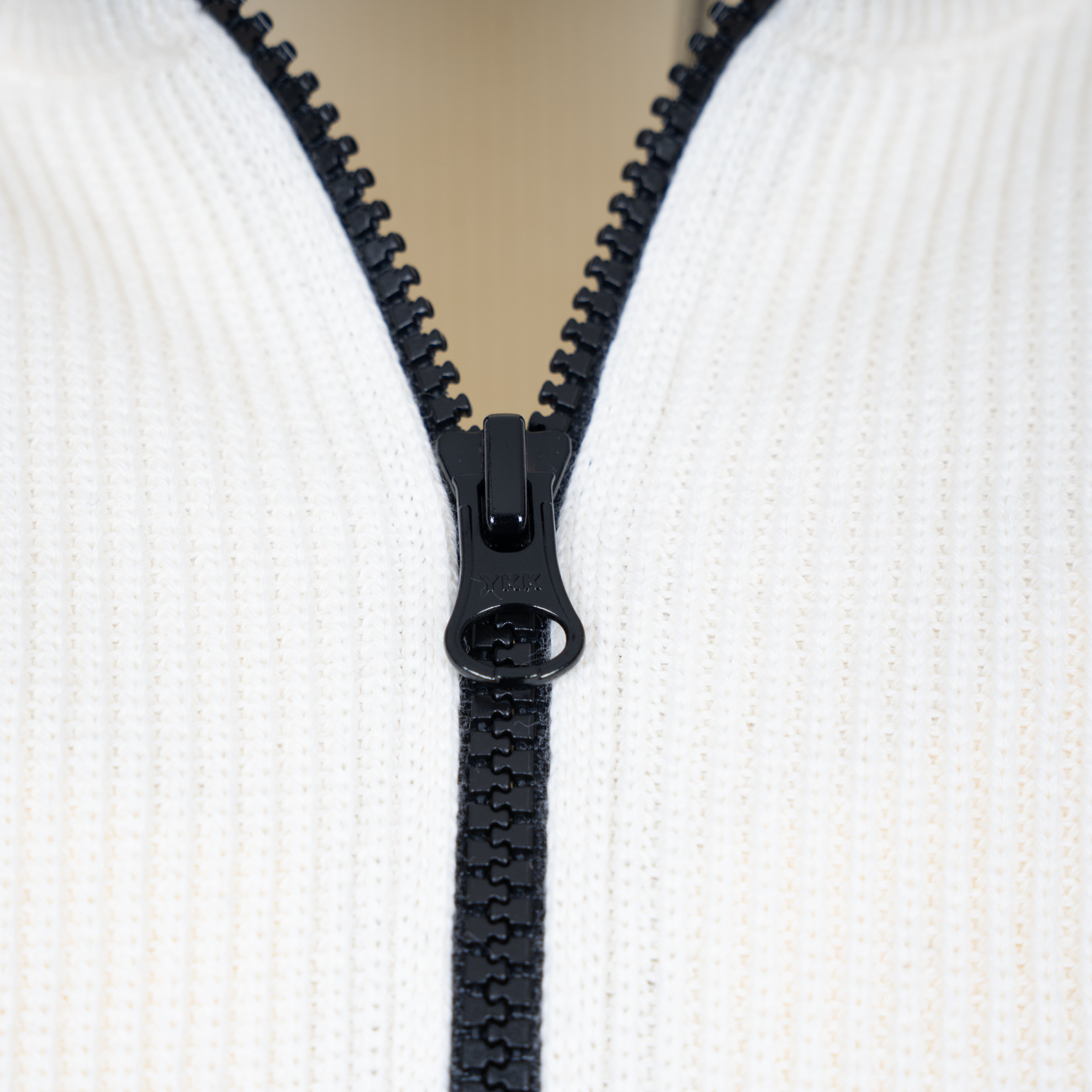 Stone Island Gebreide Trui met Rits Crème | Soft Organic Cotton