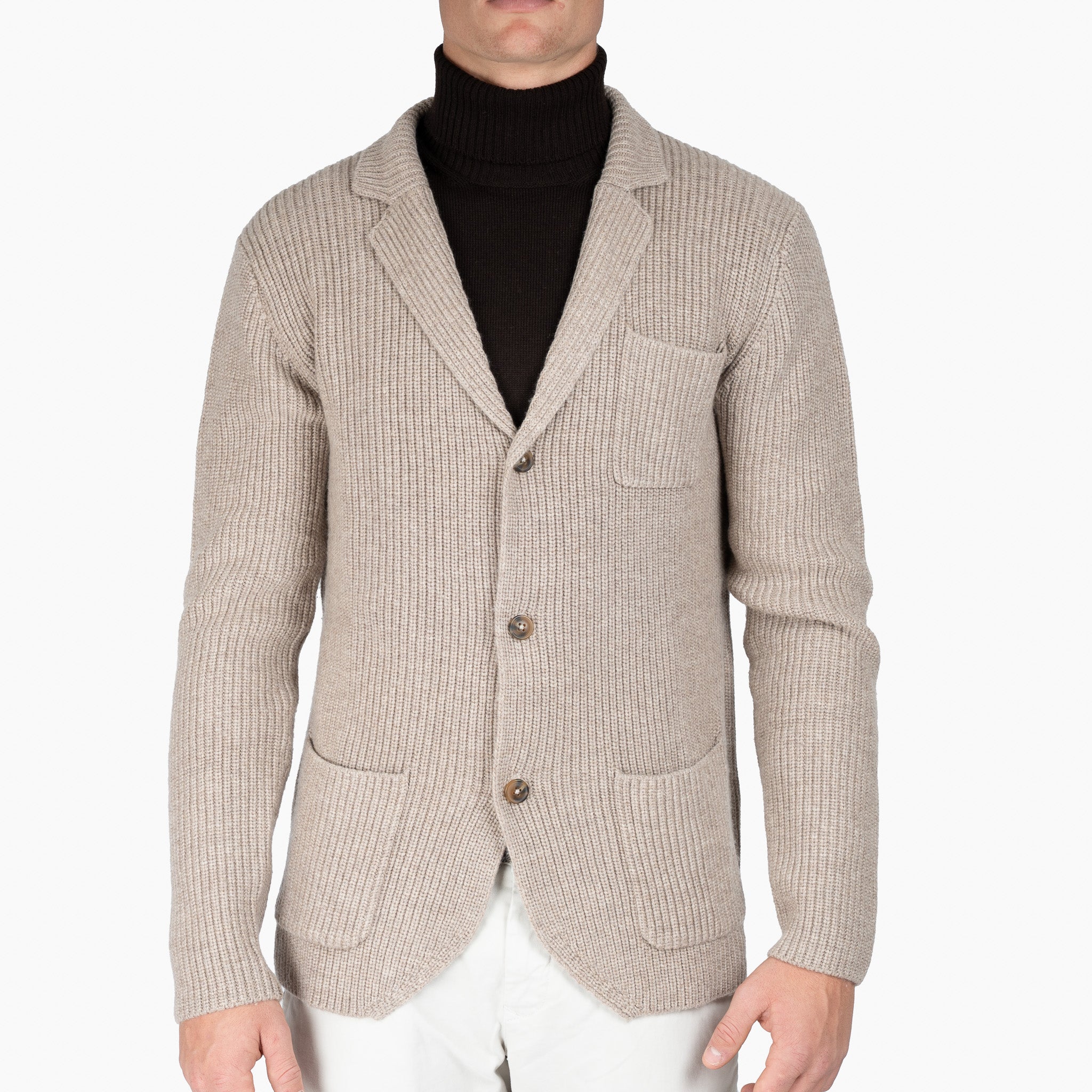 SEVEN DIALS Gebreid Knoopvest Beige | Hutch