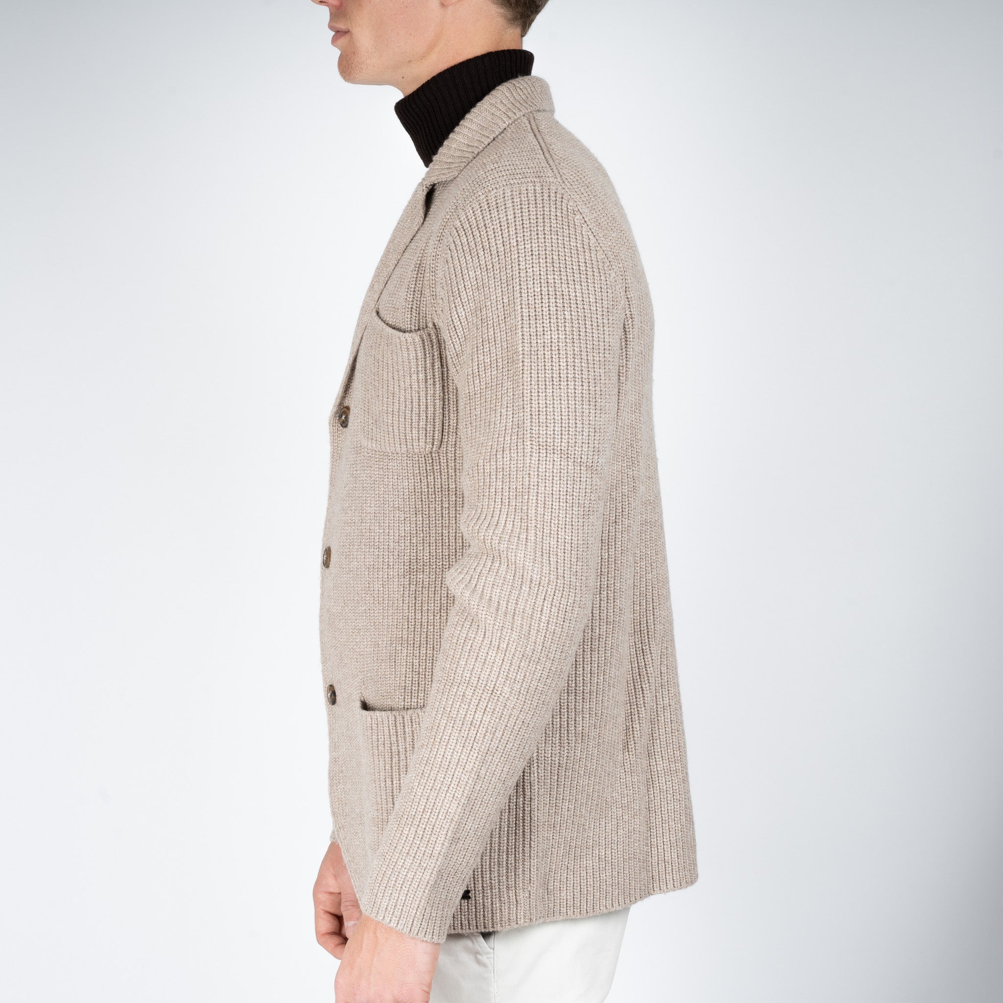 SEVEN DIALS Gebreid Knoopvest Beige | Hutch