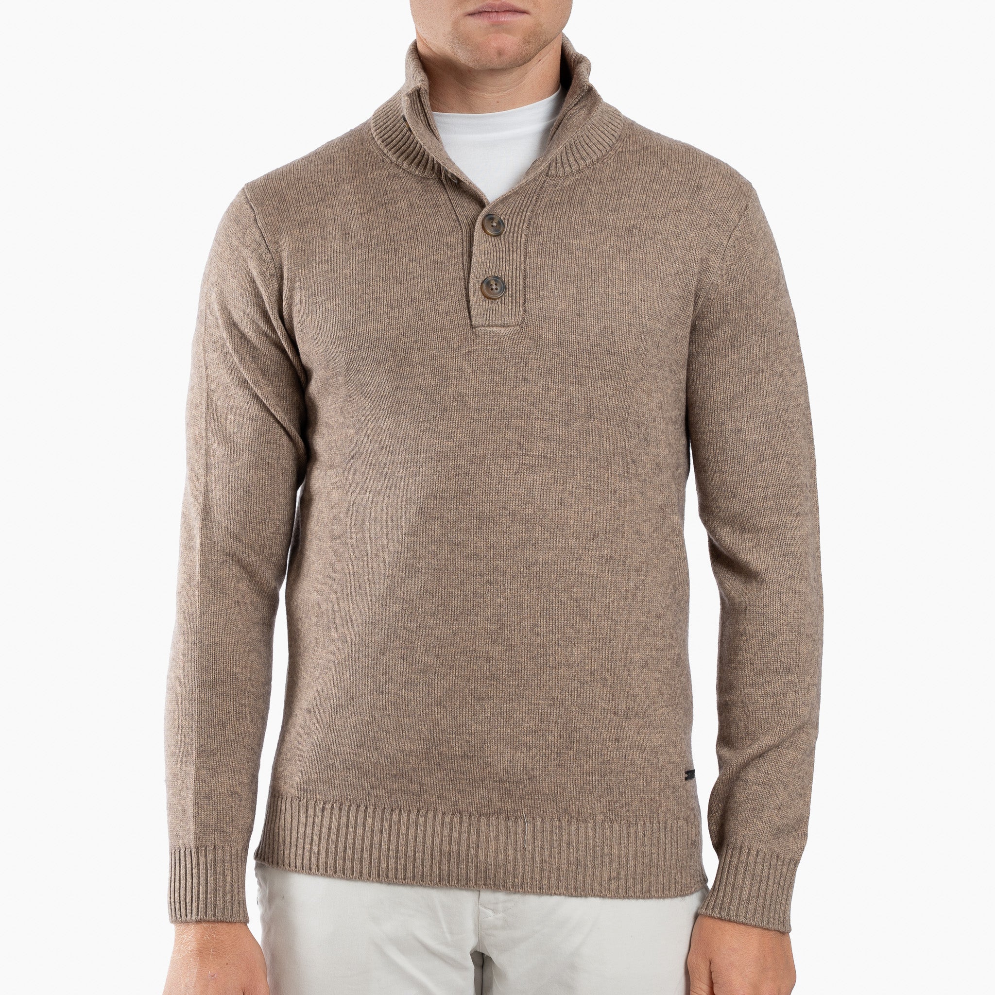 SEVEN DIALS Gebreide Trui met Knopenlijst Taupe | Seeley