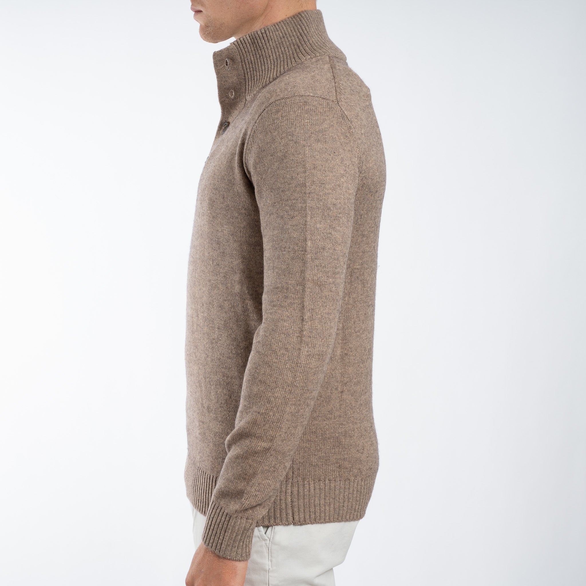 SEVEN DIALS Gebreide Trui met Knopenlijst Taupe | Seeley