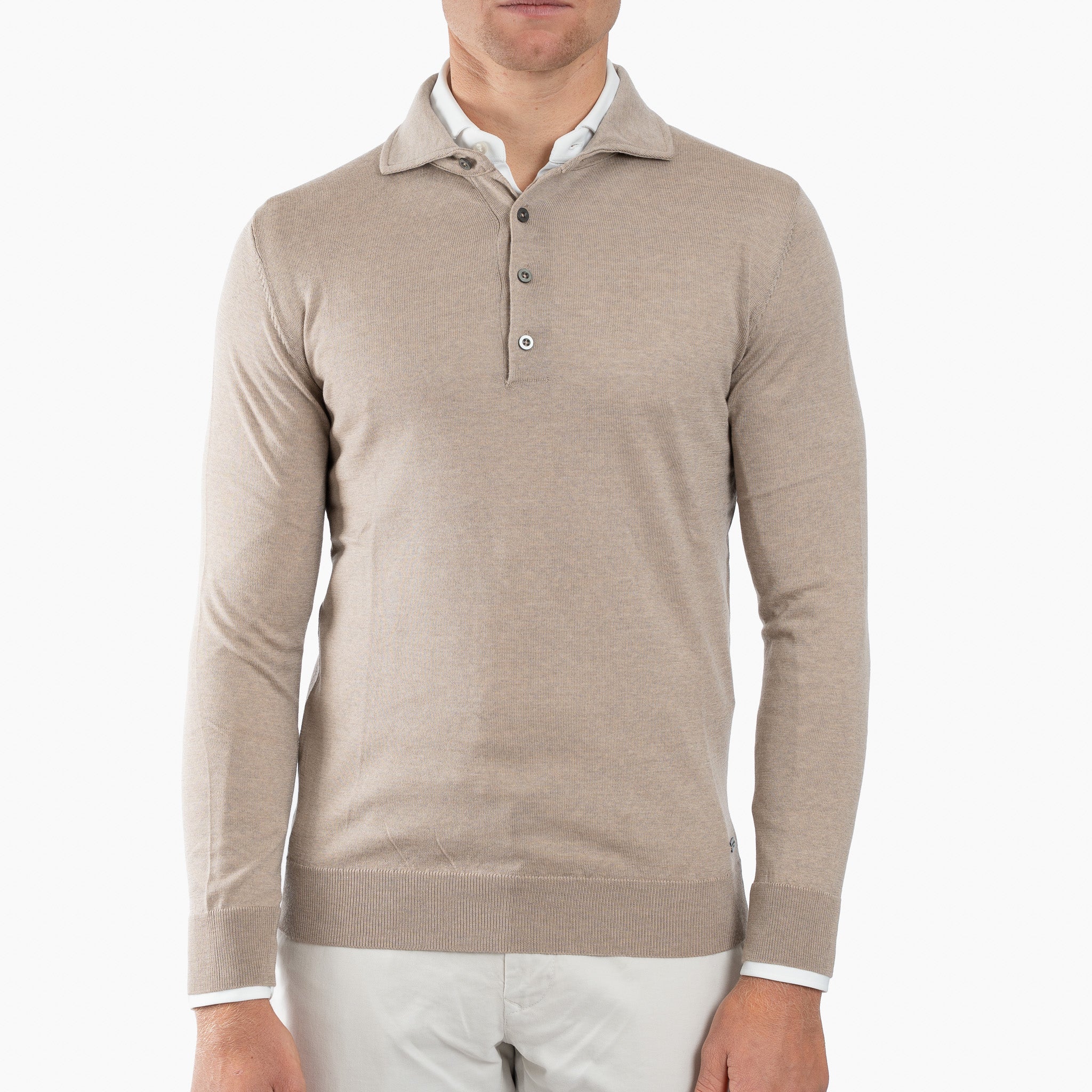SEVEN DIALS Gebreide Polotrui Beige | Cooper