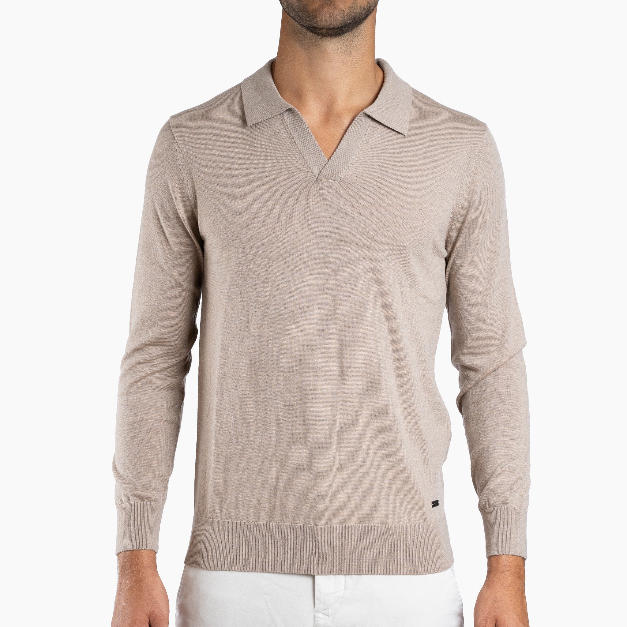 SEVEN DIALS Gebreide Buttonless Polotrui Zand | Wyot
