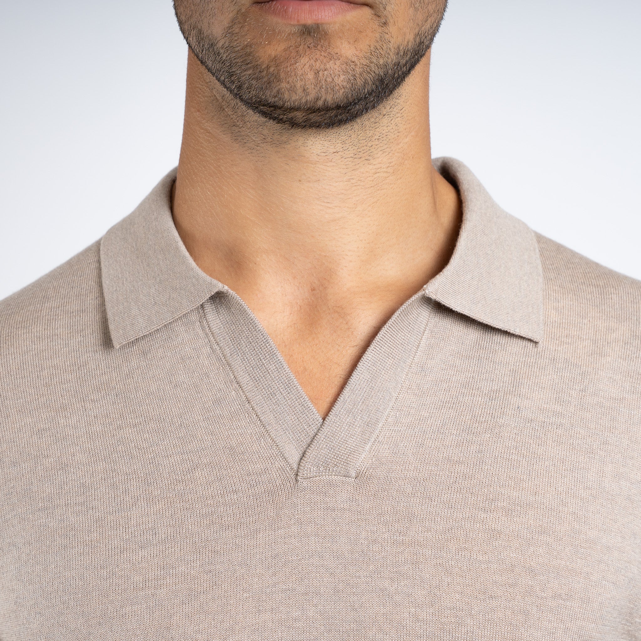 SEVEN DIALS Gebreide Buttonless Polotrui Zand | Wyot