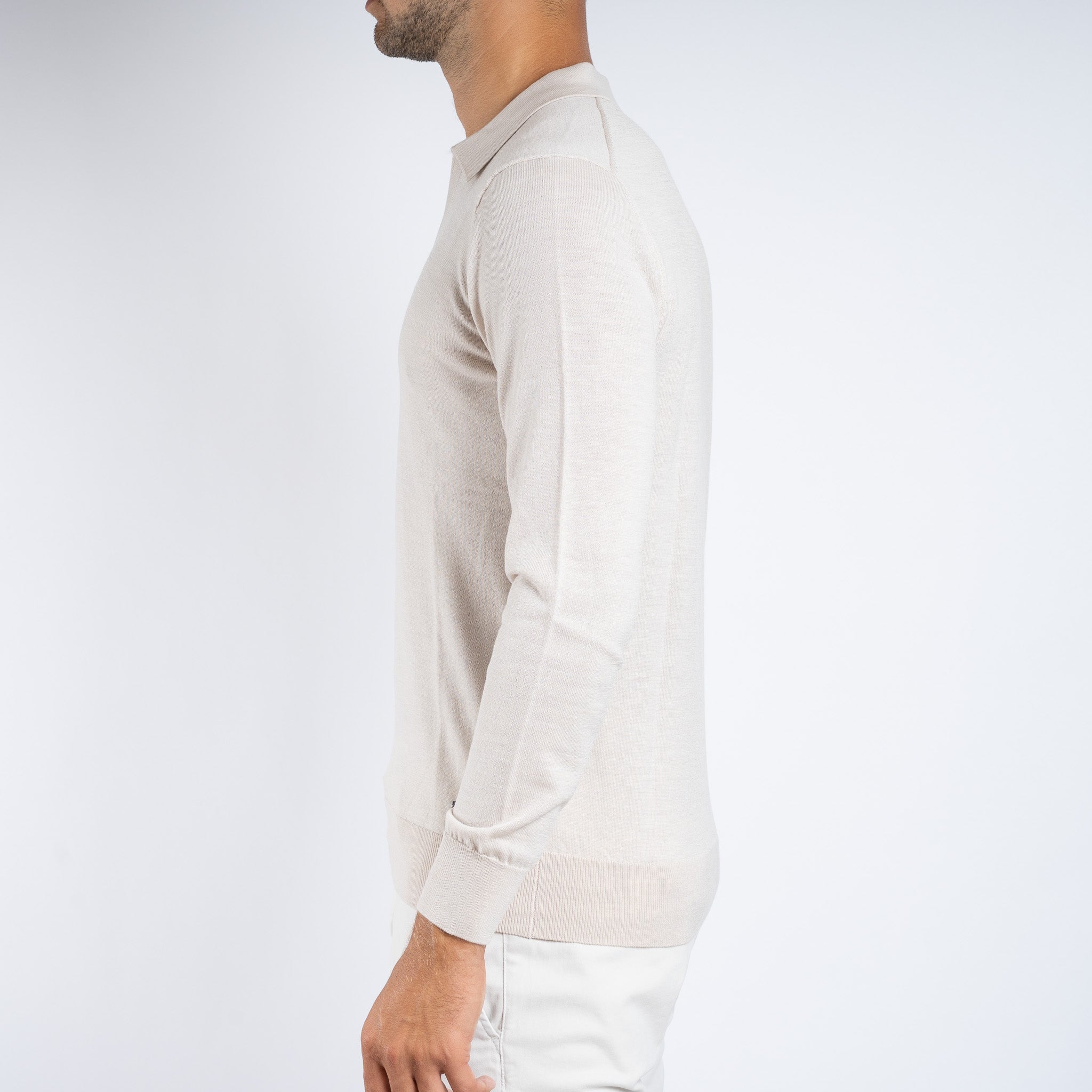 SEVEN DIALS Gebreide Buttonless Polotrui Beige | Wyot