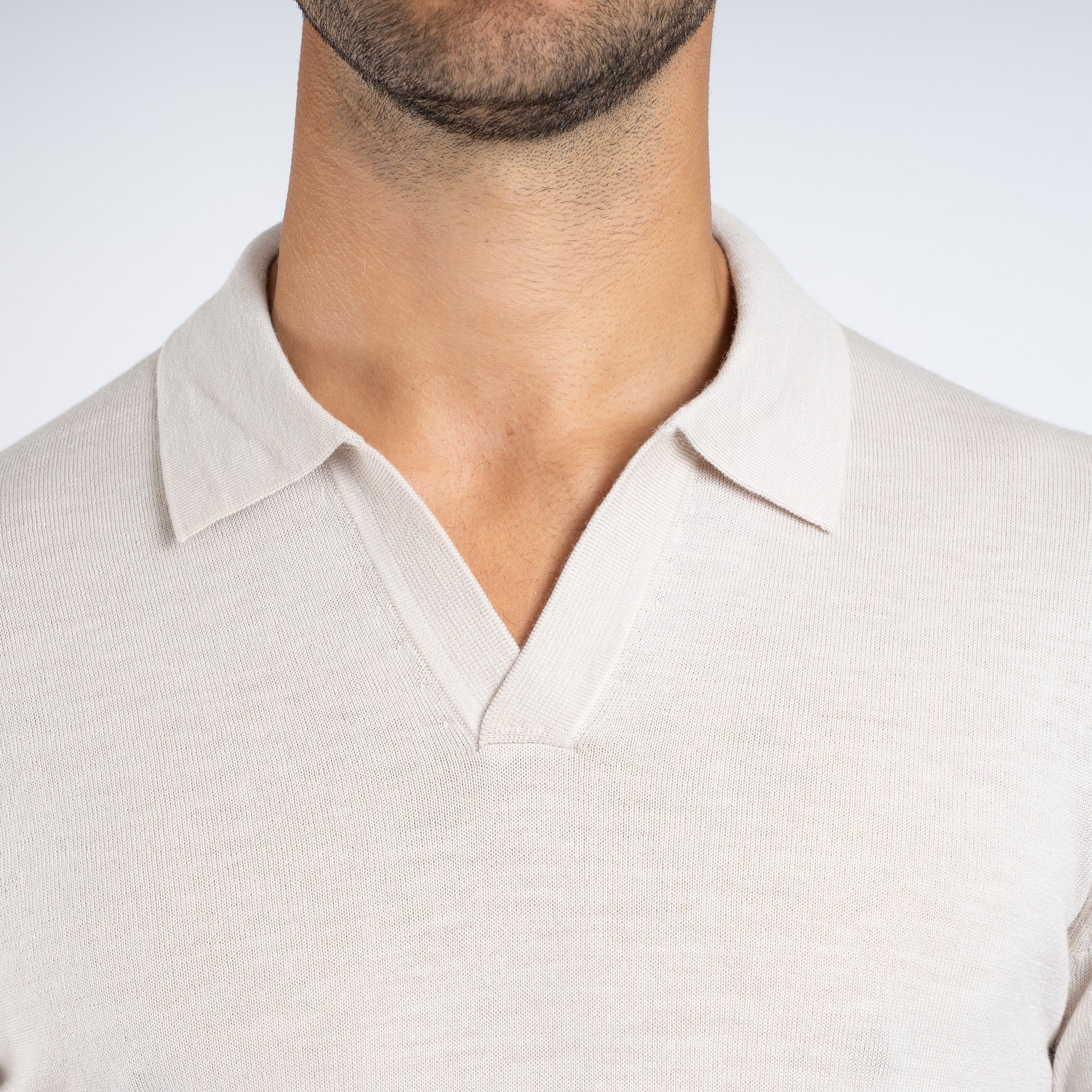 SEVEN DIALS Gebreide Buttonless Polotrui Beige | Wyot