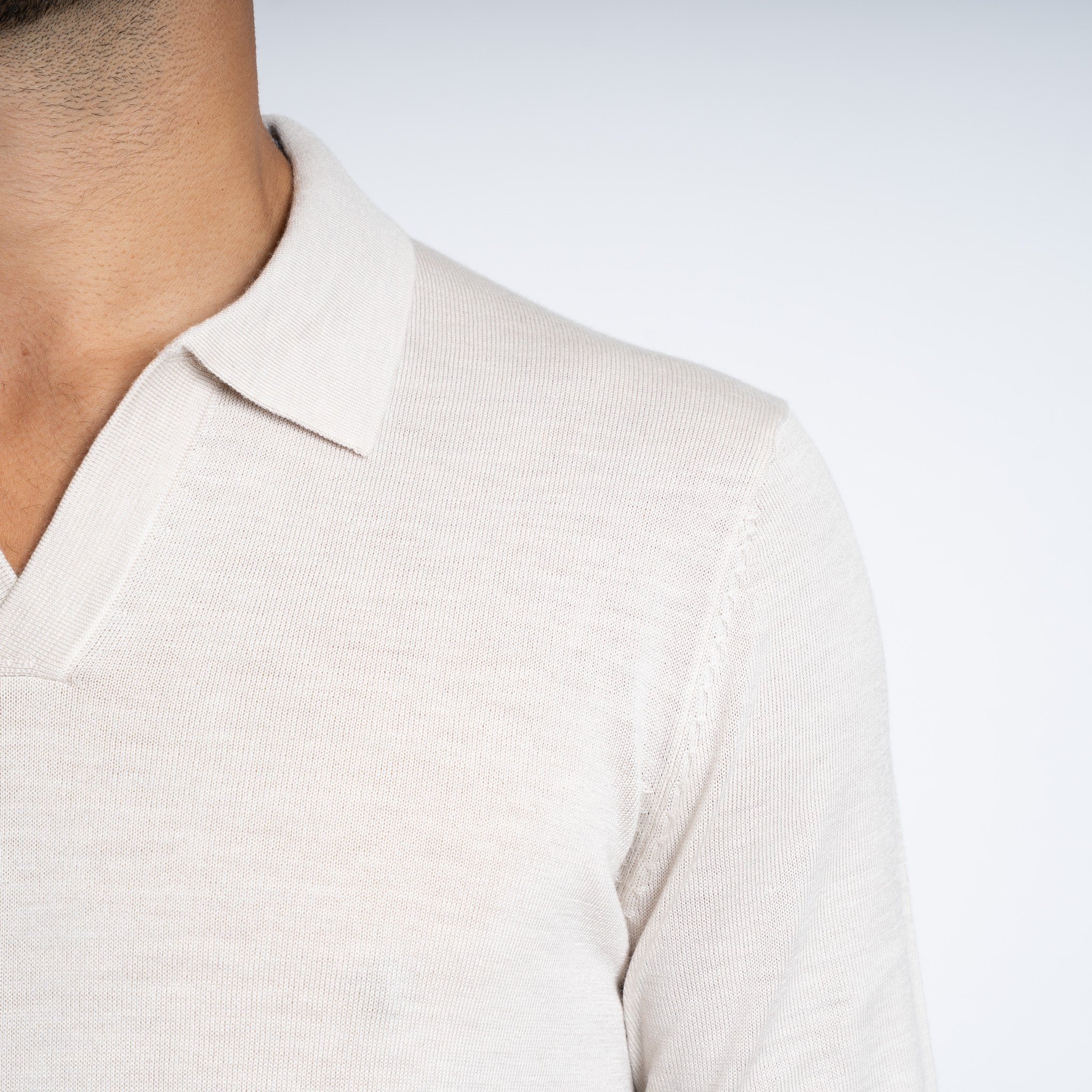 SEVEN DIALS Gebreide Buttonless Polotrui Beige | Wyot