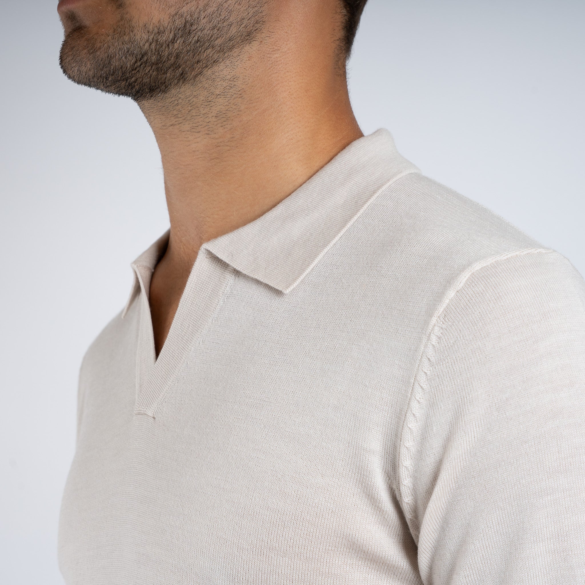 SEVEN DIALS Gebreide Buttonless Polotrui Beige | Wyot