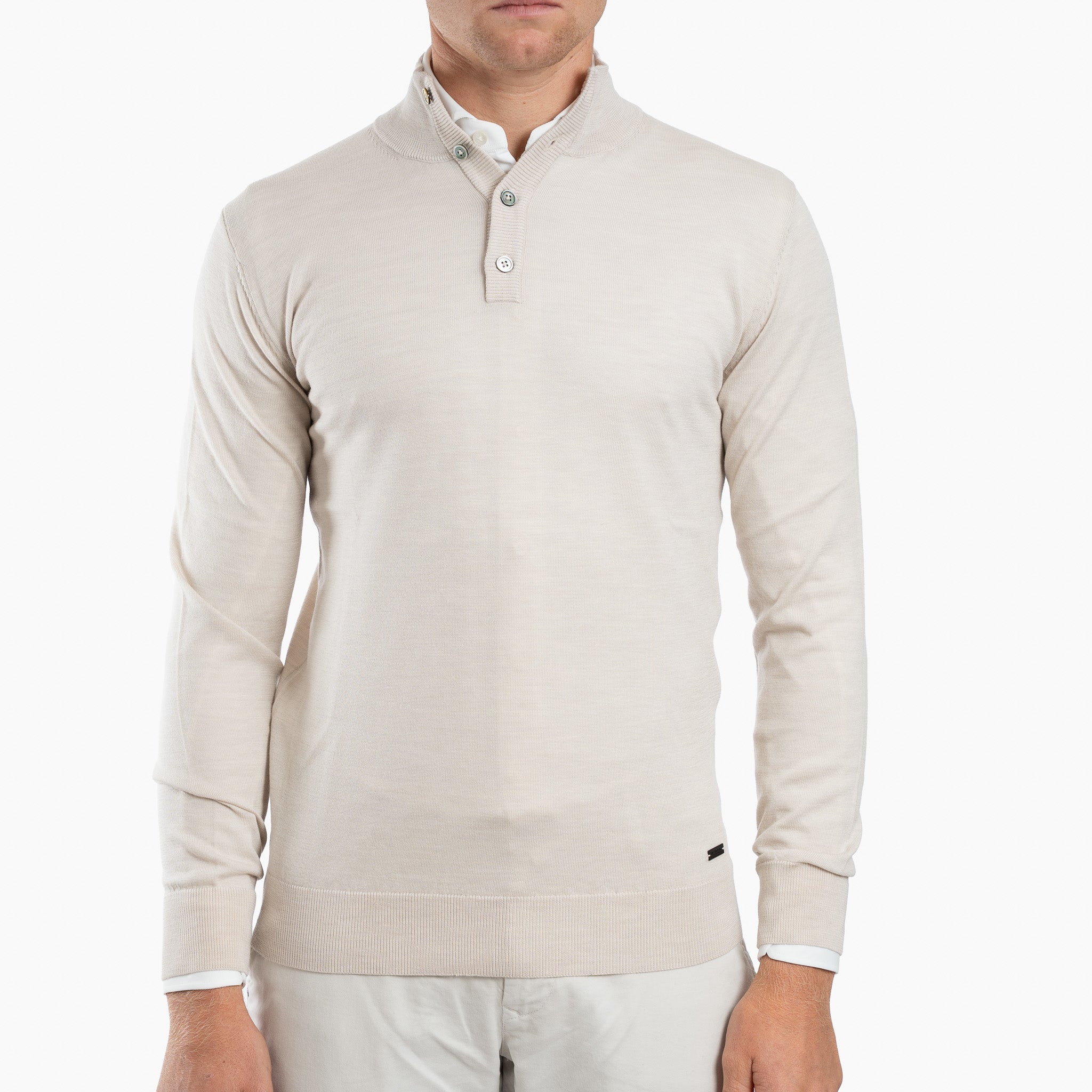 SEVEN DIALS Gebreide Trui met Knopenlijst Beige | Payton
