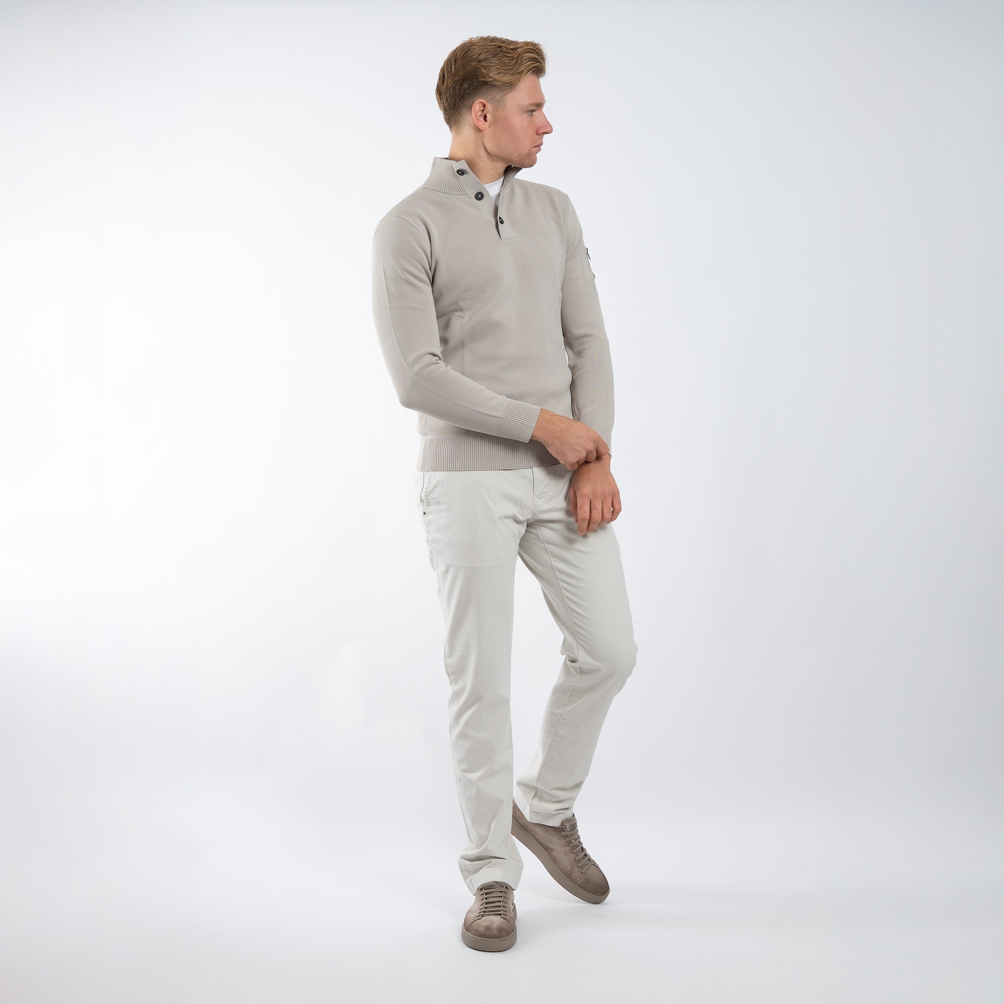 SEVEN DIALS Technische Trui met Knopelijst Ecru | Tila