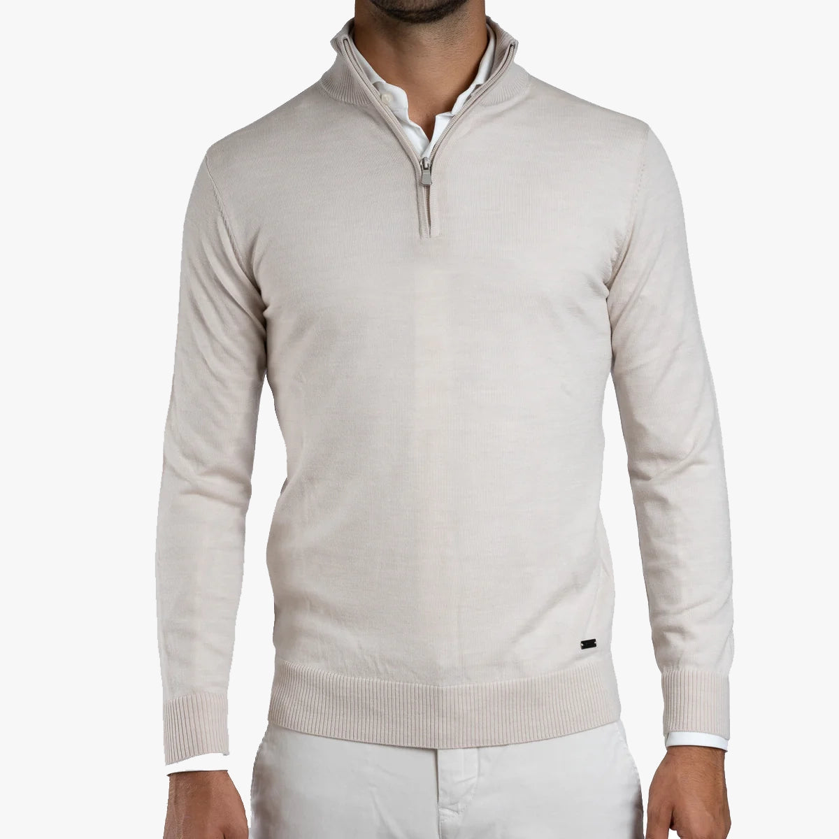 SEVEN DIALS Gebreide Trui met Rits Beige | Saul