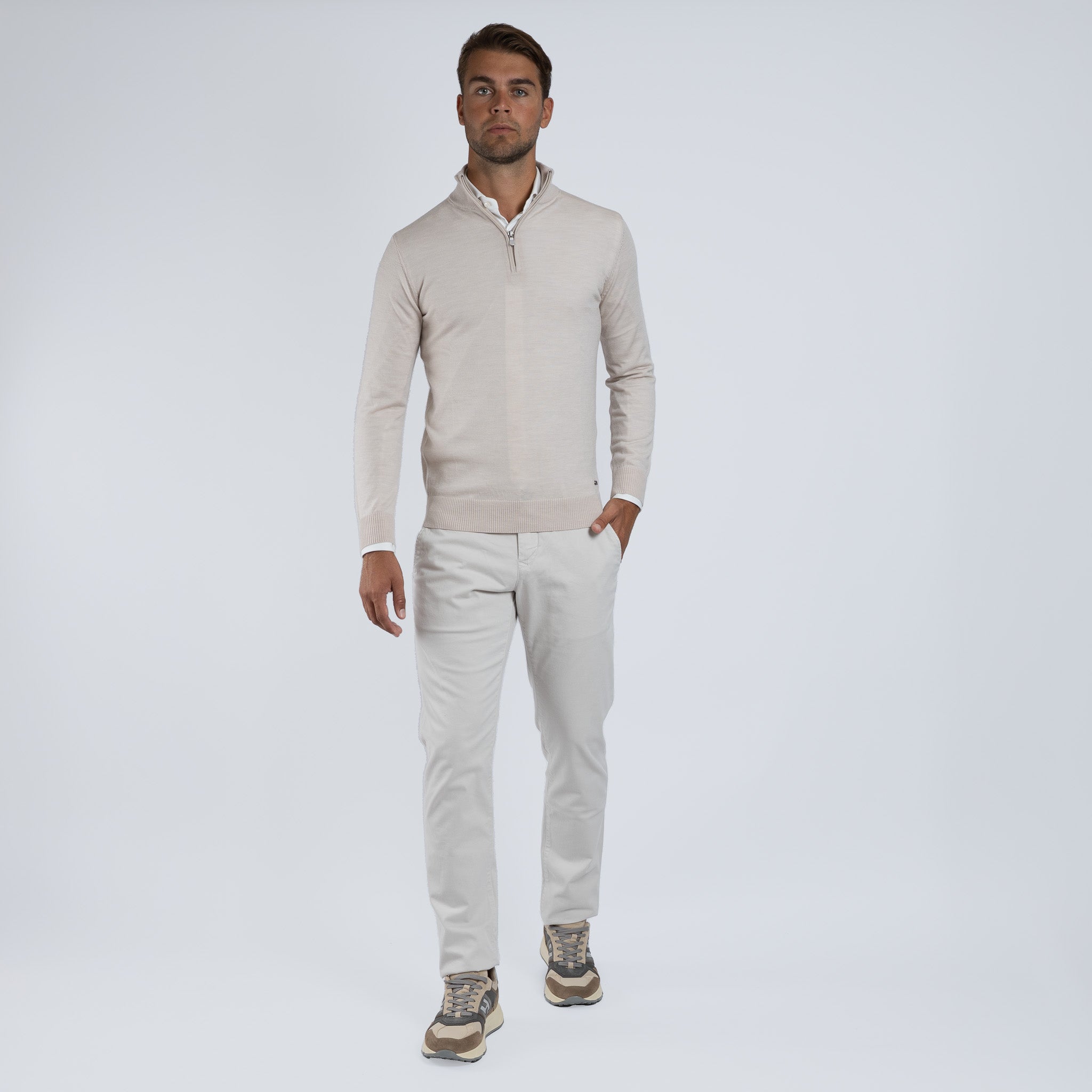 SEVEN DIALS Gebreide Trui met Rits Beige | Saul