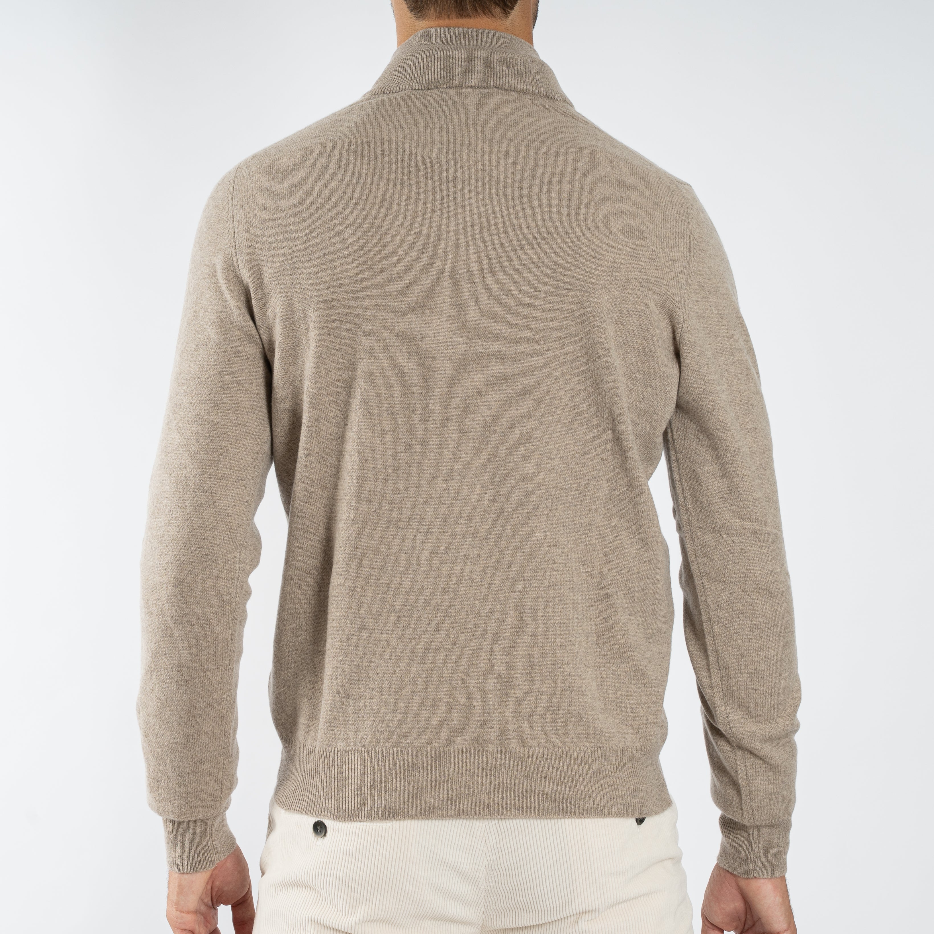 Gran Sasso Gebreide Trui met Rits Beige | Cashmere Lana
