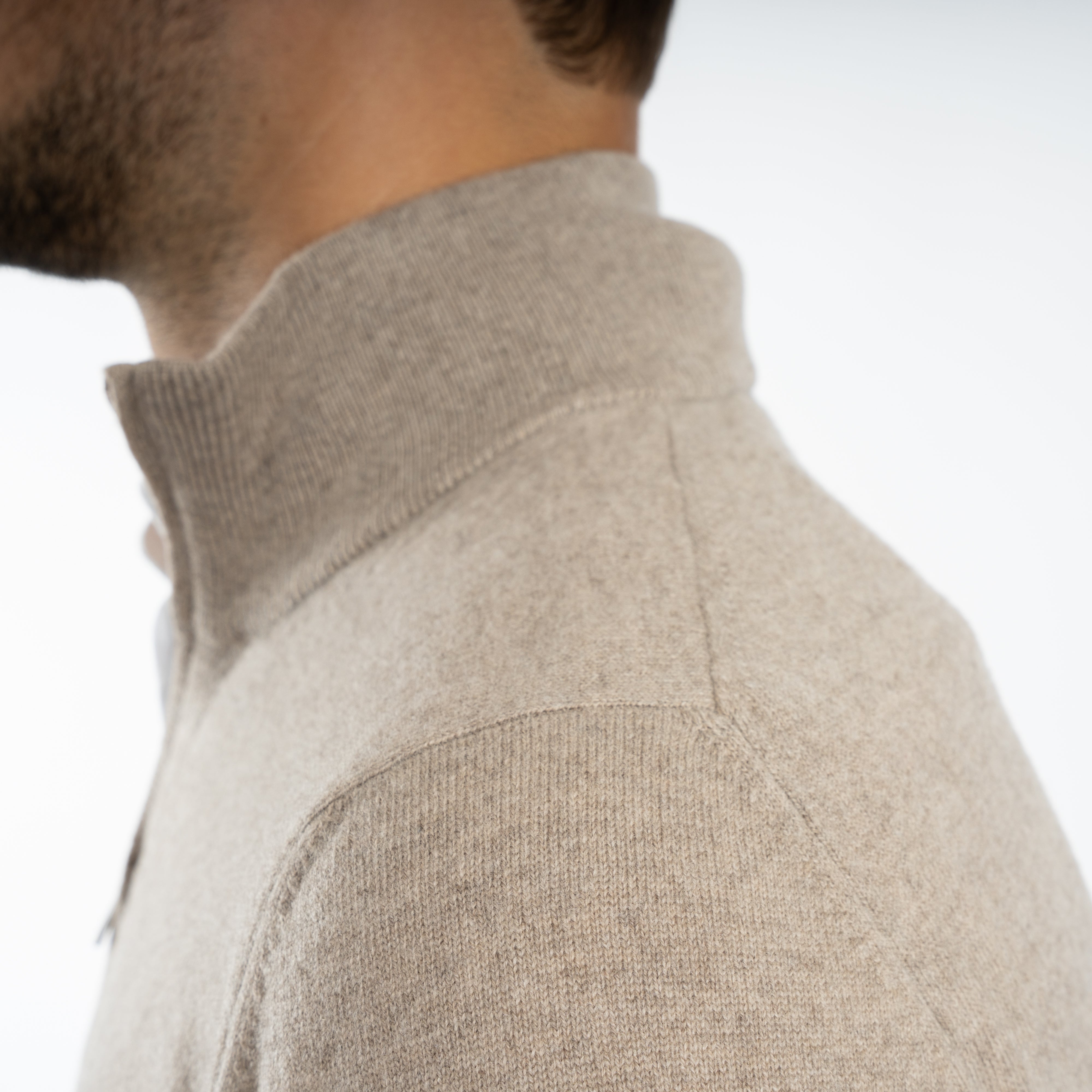 Gran Sasso Gebreide Trui met Rits Beige | Cashmere Lana