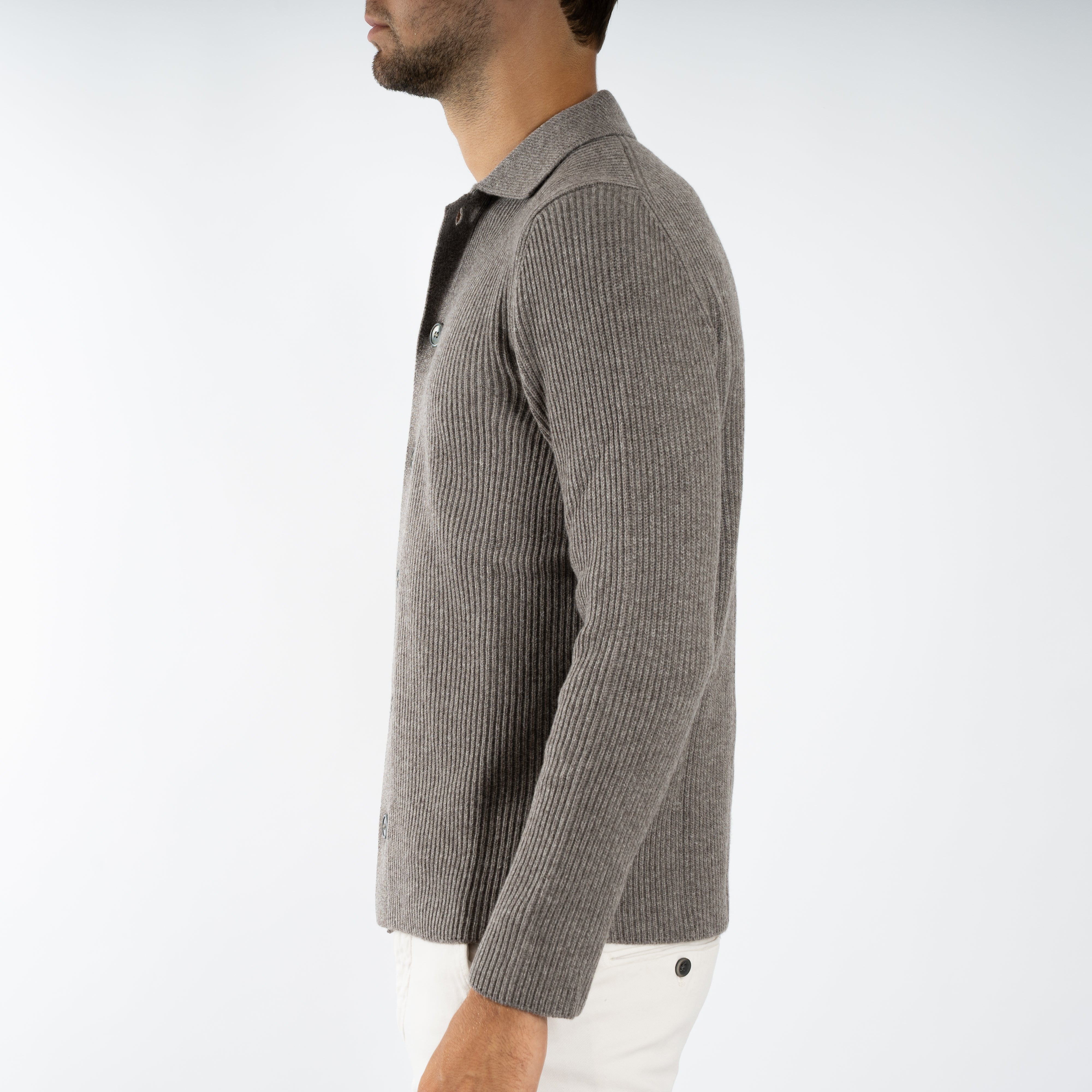 Gran Sasso Gebreid Knoopvest Taupe | Cashmere Lana