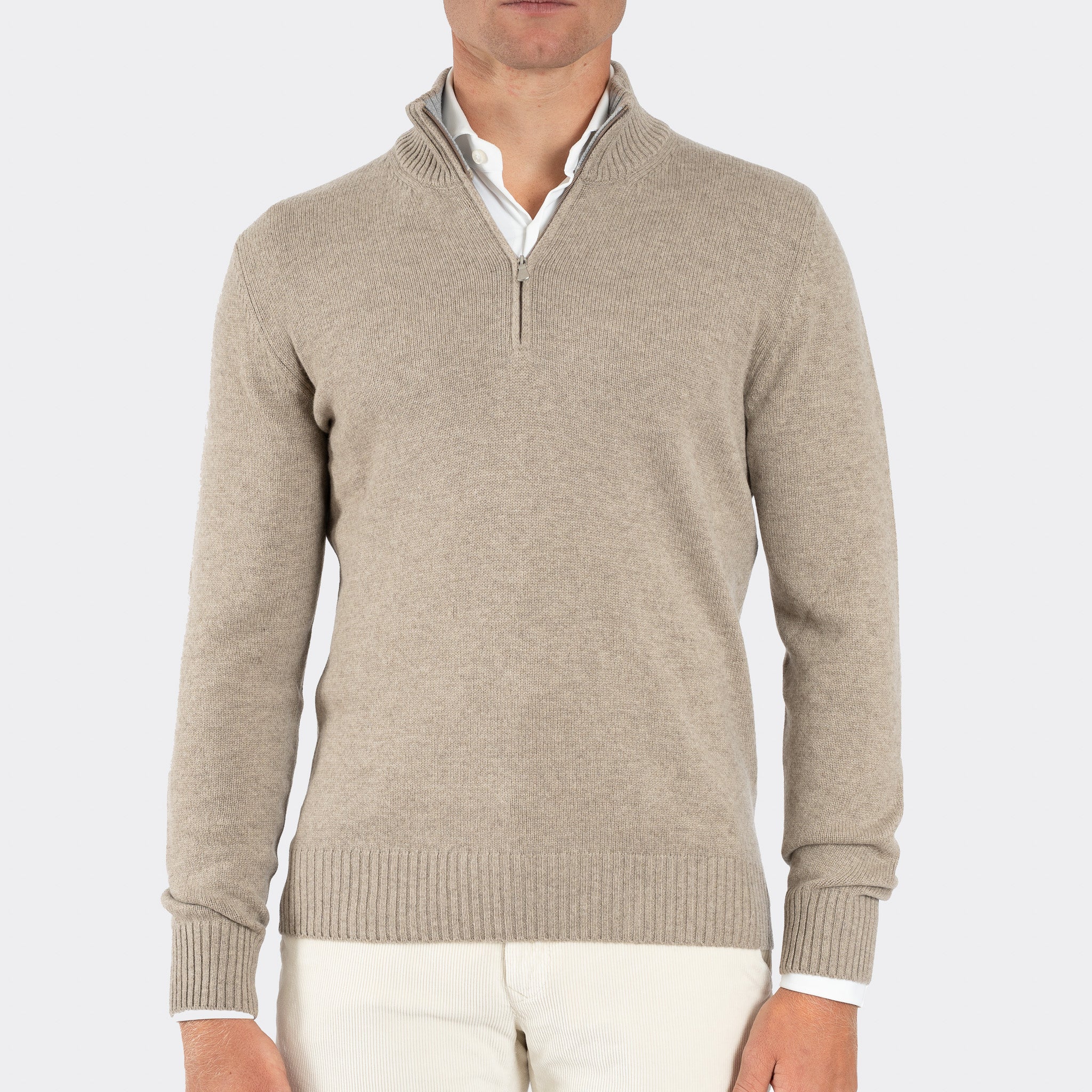 Gran Sasso Gebreide Trui met Rits Beige | Cashmere Blend