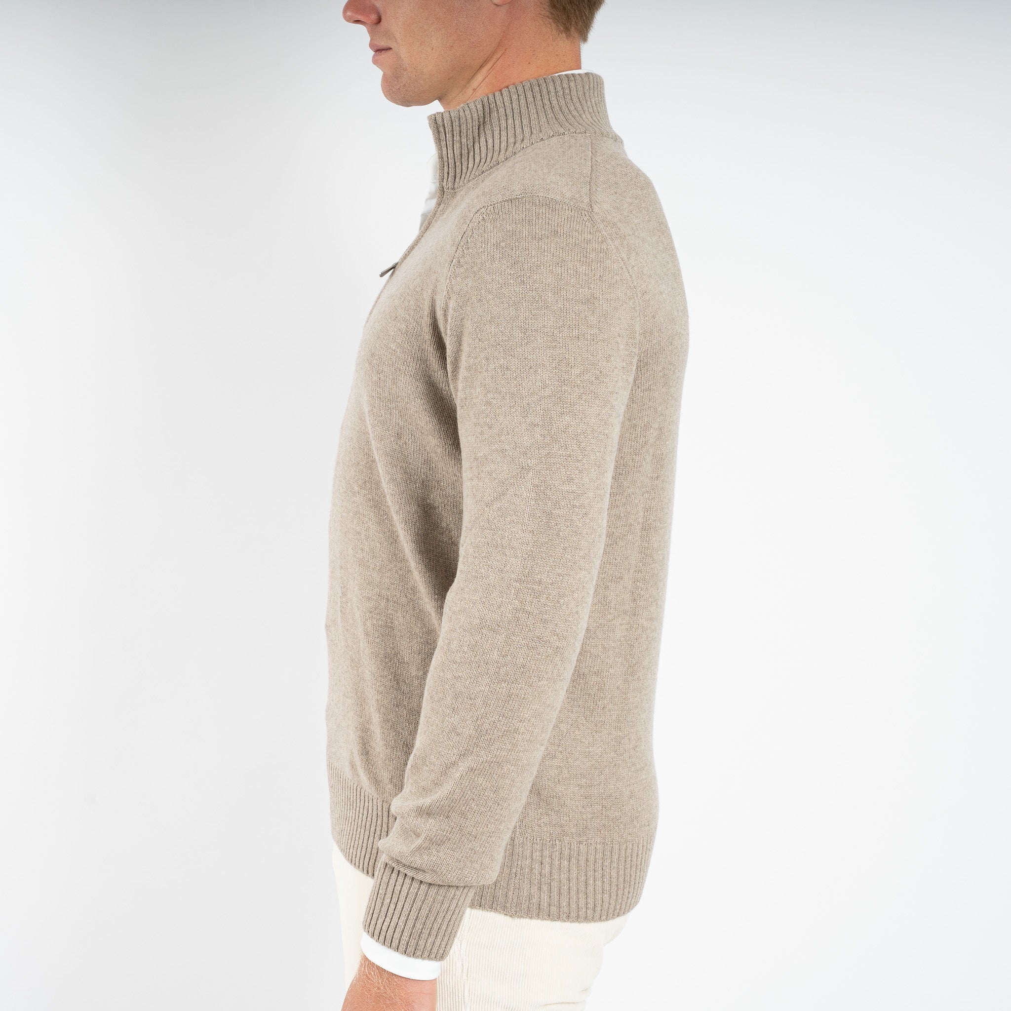 Gran Sasso Gebreide Trui met Rits Beige | Cashmere Blend