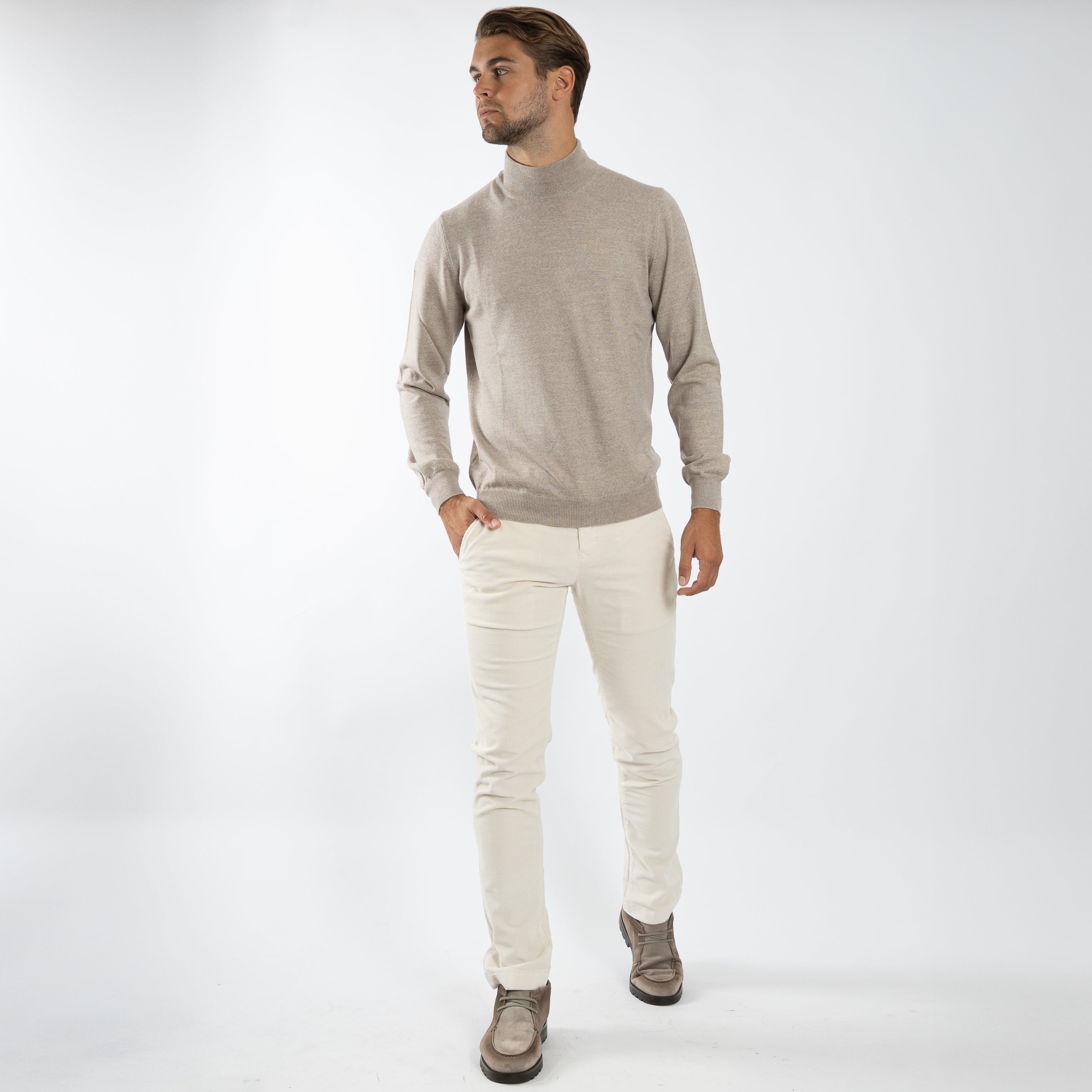 Gran Sasso Gebreide Turtleneck Trui Beige | Merino