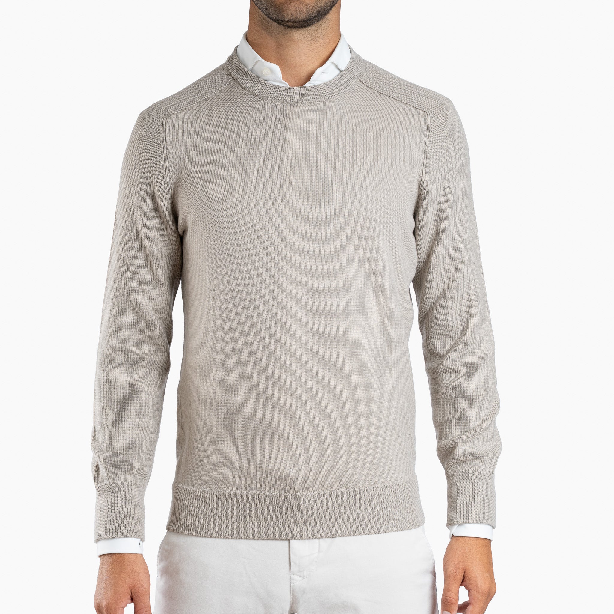 Gran Sasso Gebreide Trui Ronde Hals Beige | Rain Wool