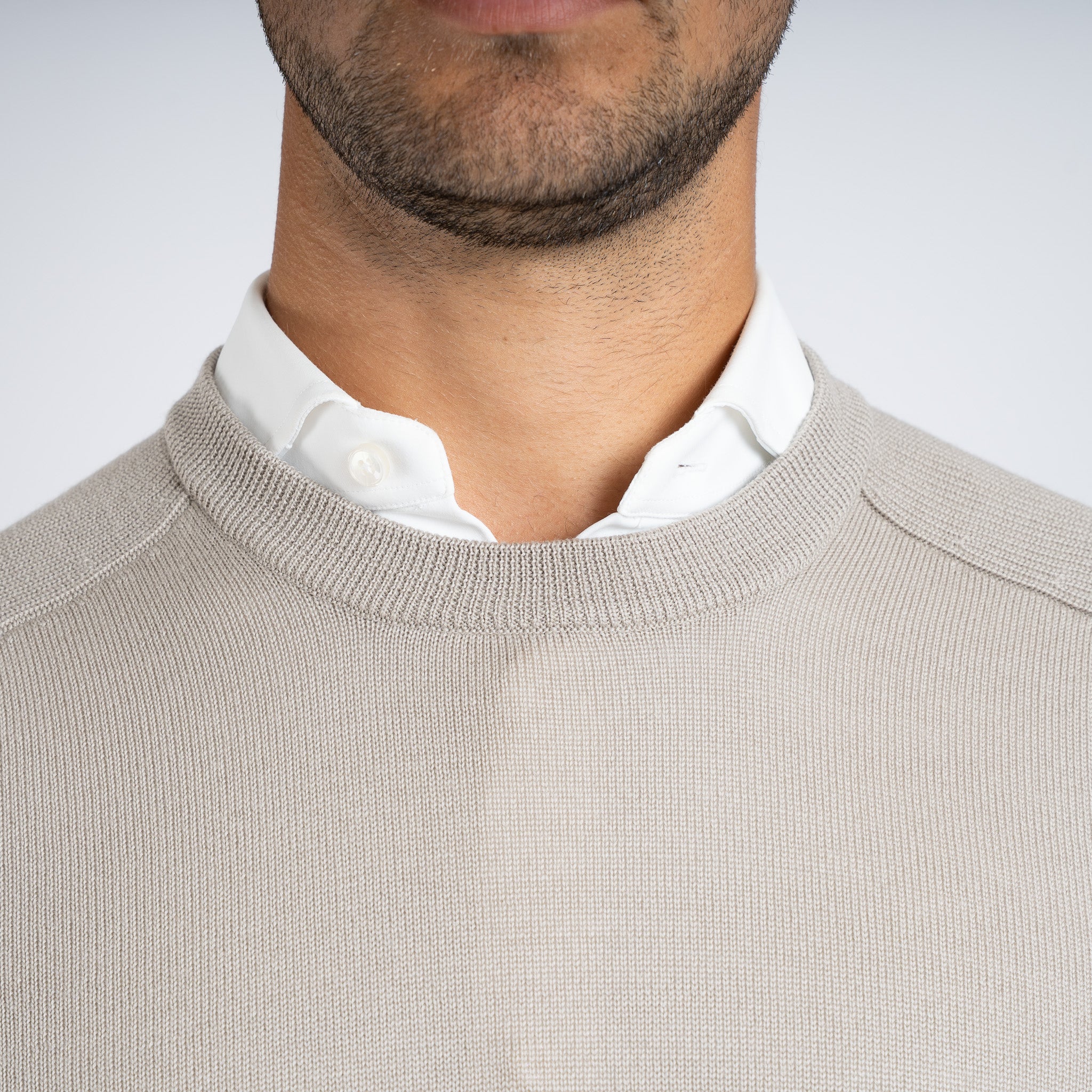 Gran Sasso Gebreide Trui Ronde Hals Beige | Rain Wool