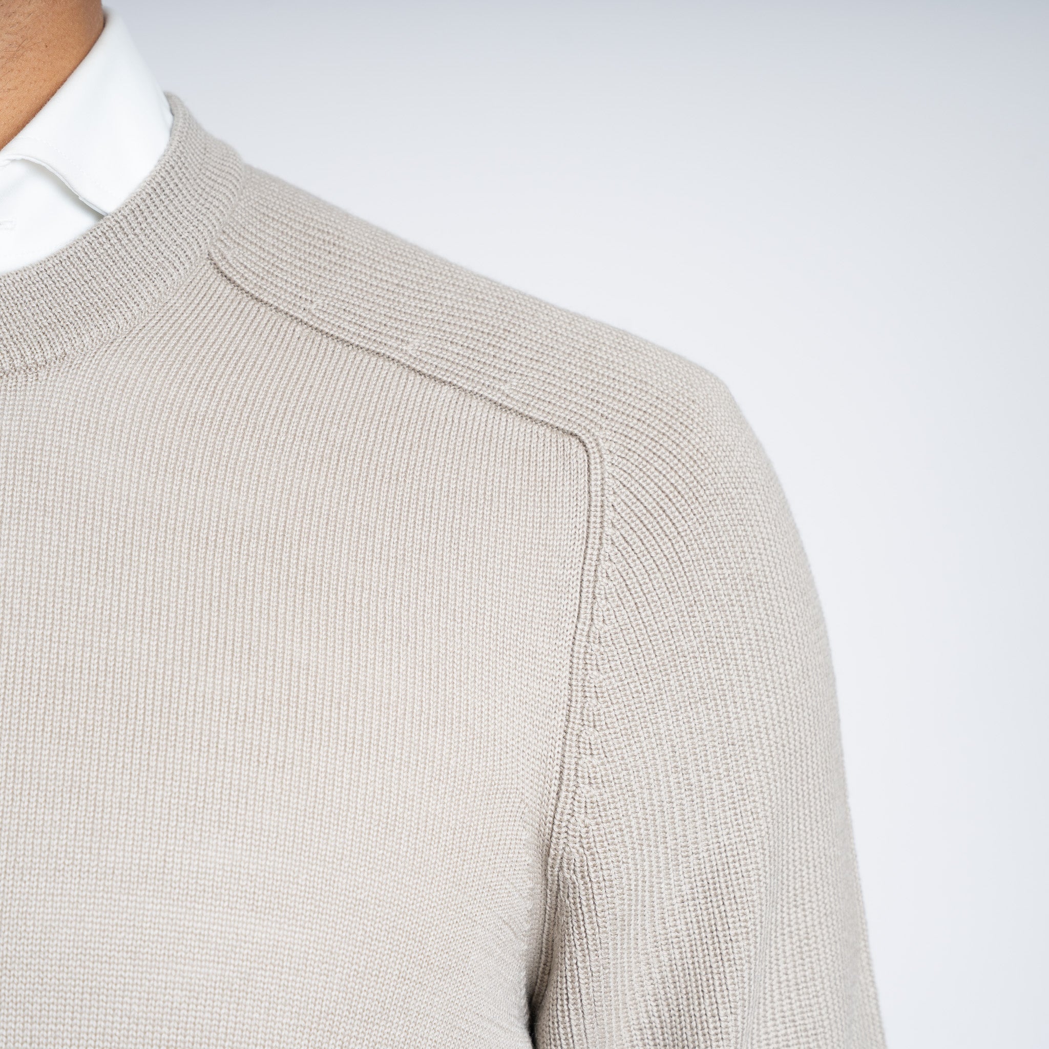 Gran Sasso Gebreide Trui Ronde Hals Beige | Rain Wool