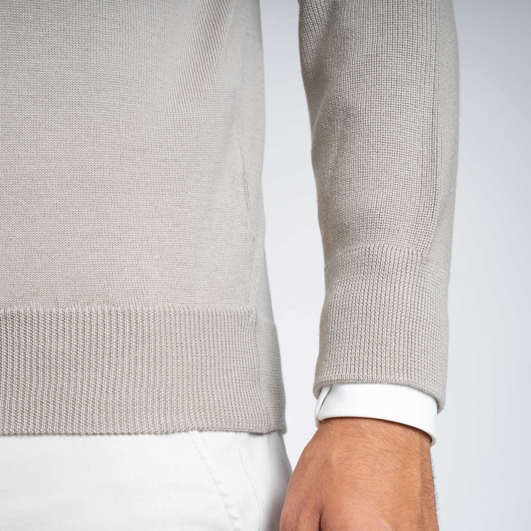 Gran Sasso Gebreide Trui Ronde Hals Beige | Rain Wool