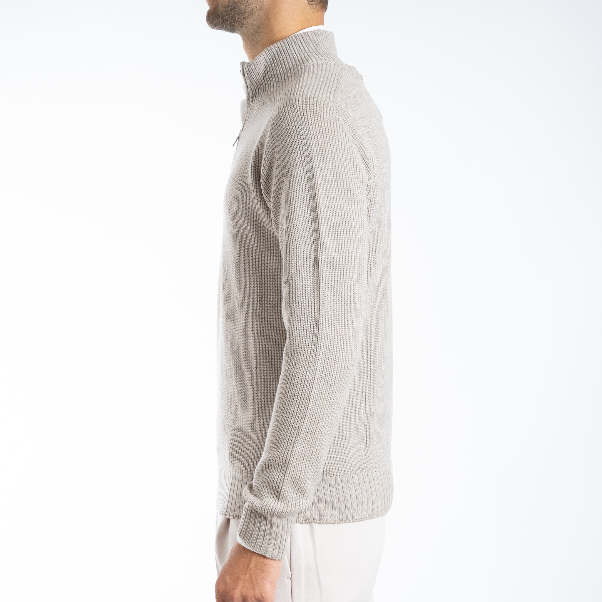 Gran Sasso Gebreide trui met Rits Beige | Rain Wool