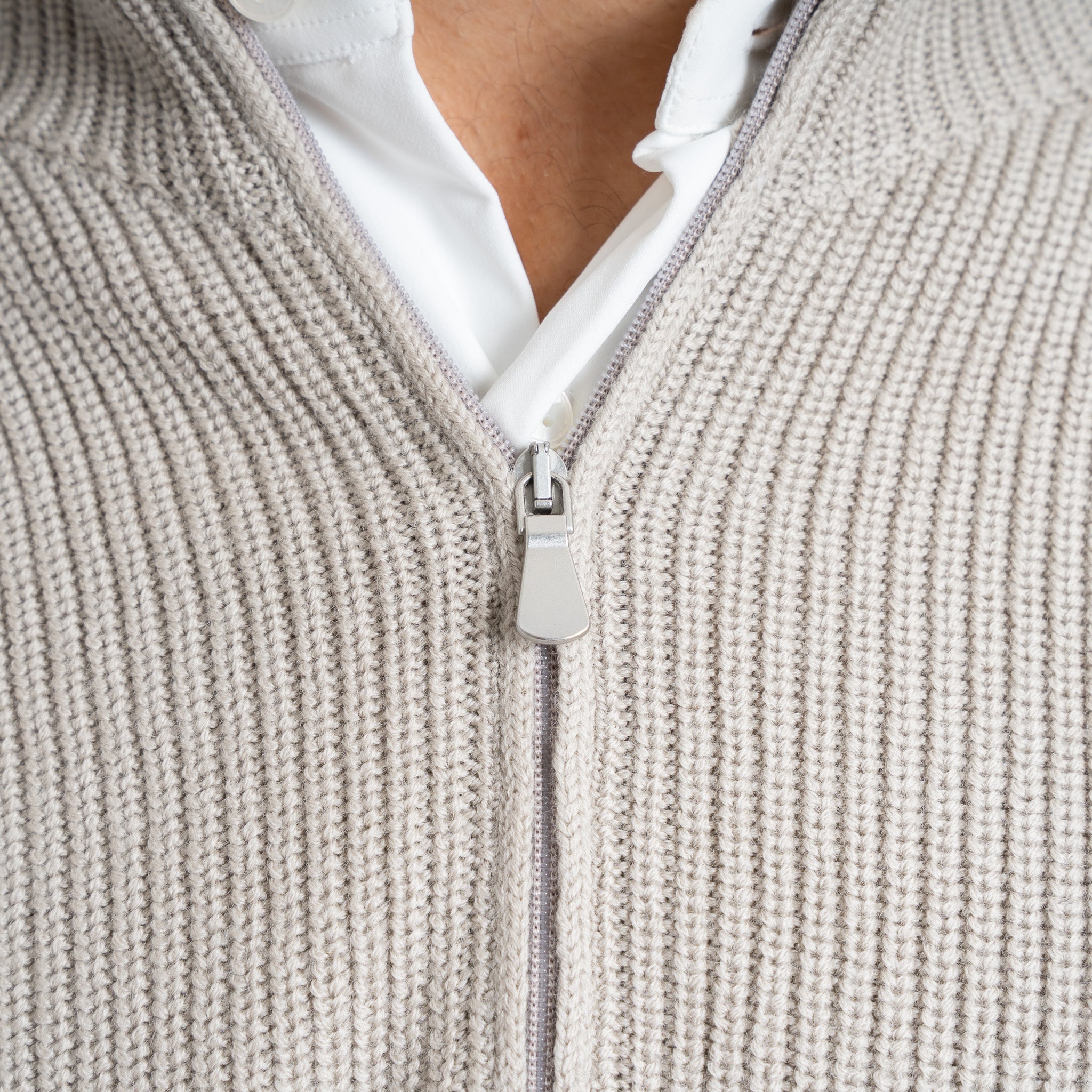 Gran Sasso Gebreide trui met Rits Beige | Rain Wool