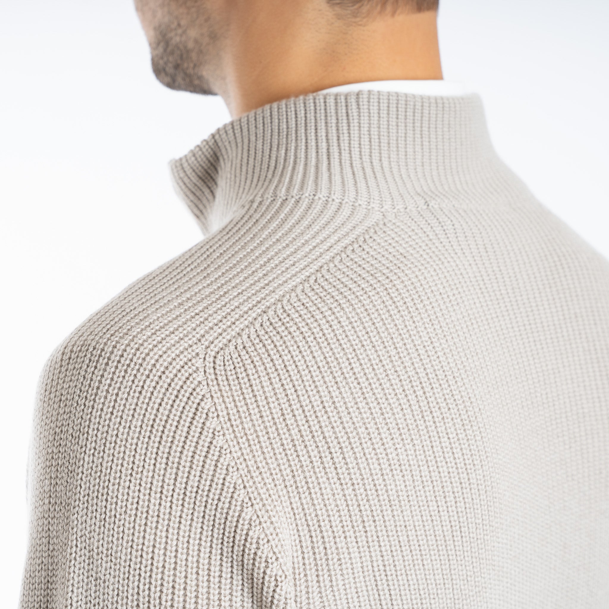 Gran Sasso Gebreide trui met Rits Beige | Rain Wool