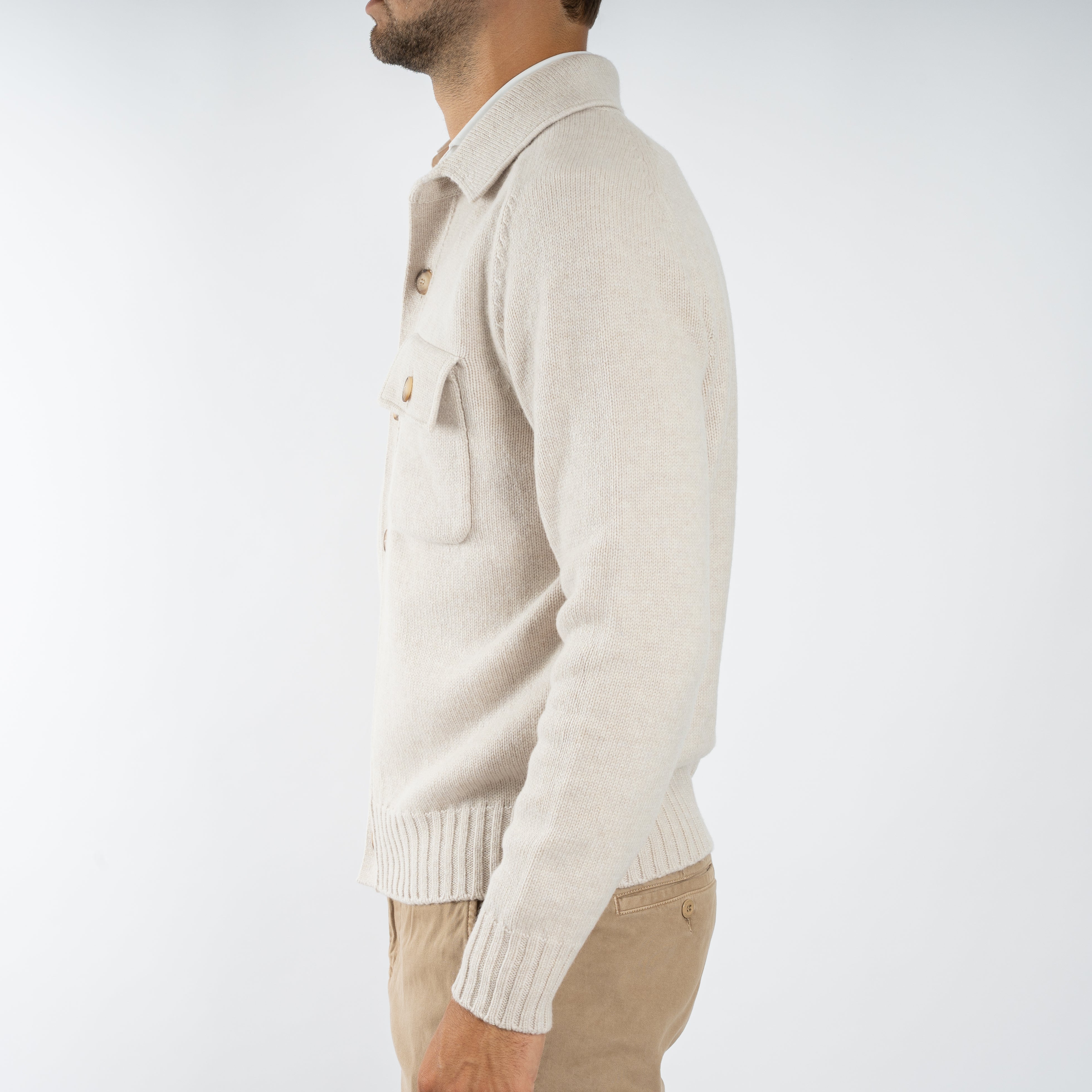Gran Sasso Gebreid Knoopvest Beige | Super Geelong