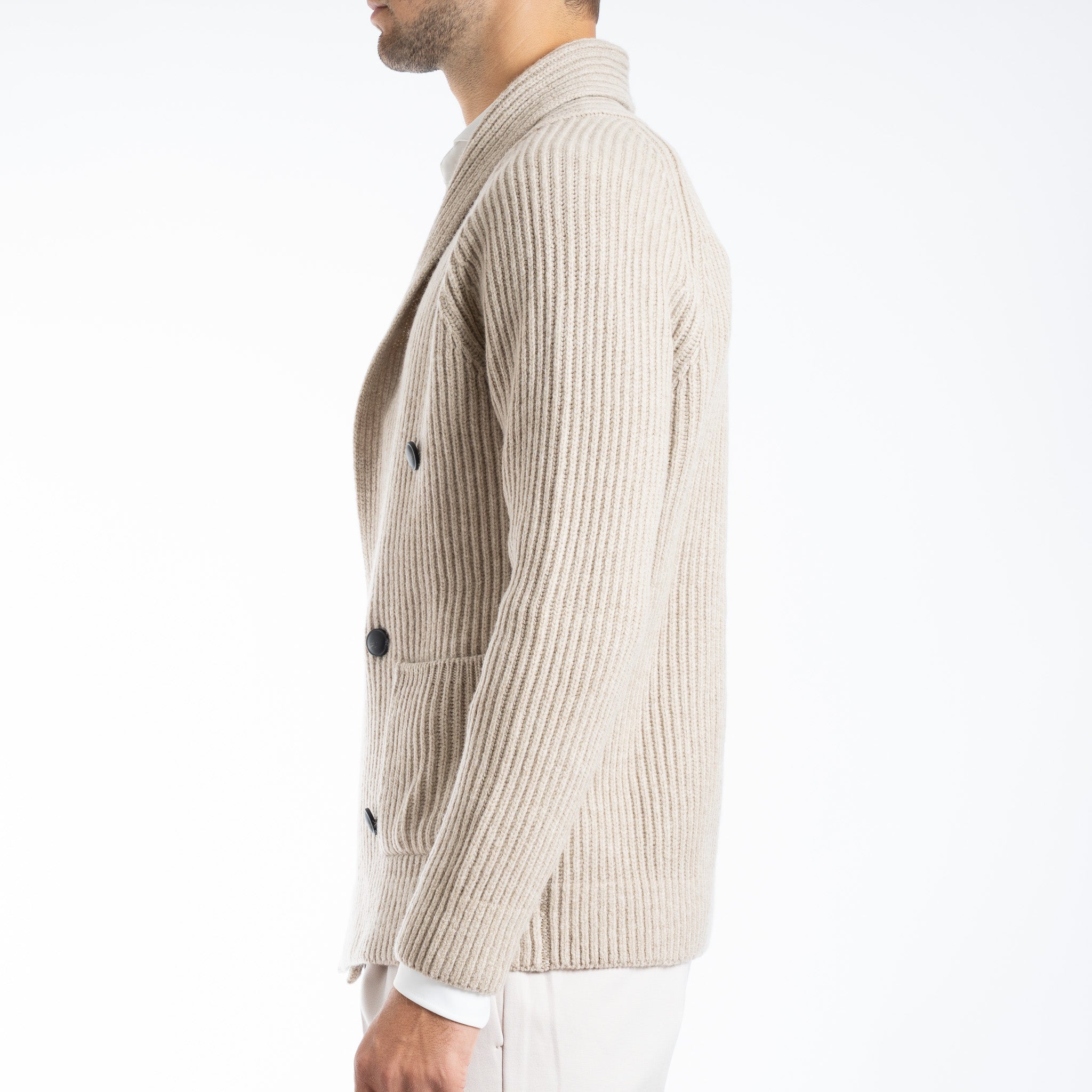 Gran Sasso Double-Breasted Cardigan Beige | Super Geelong