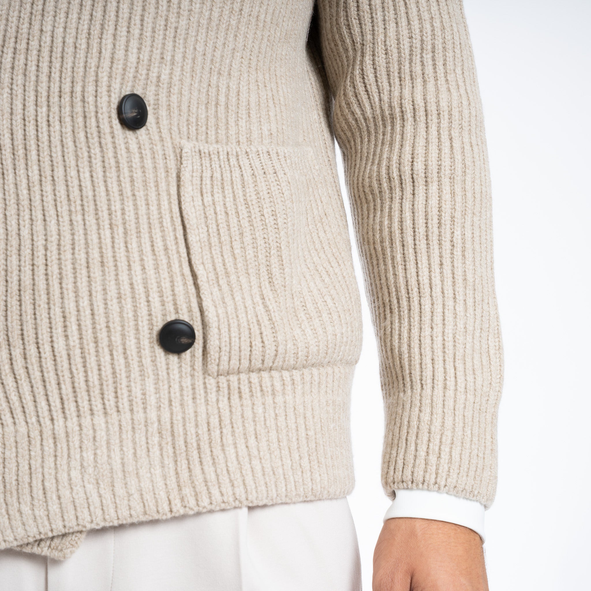 Gran Sasso Double-Breasted Cardigan Beige | Super Geelong