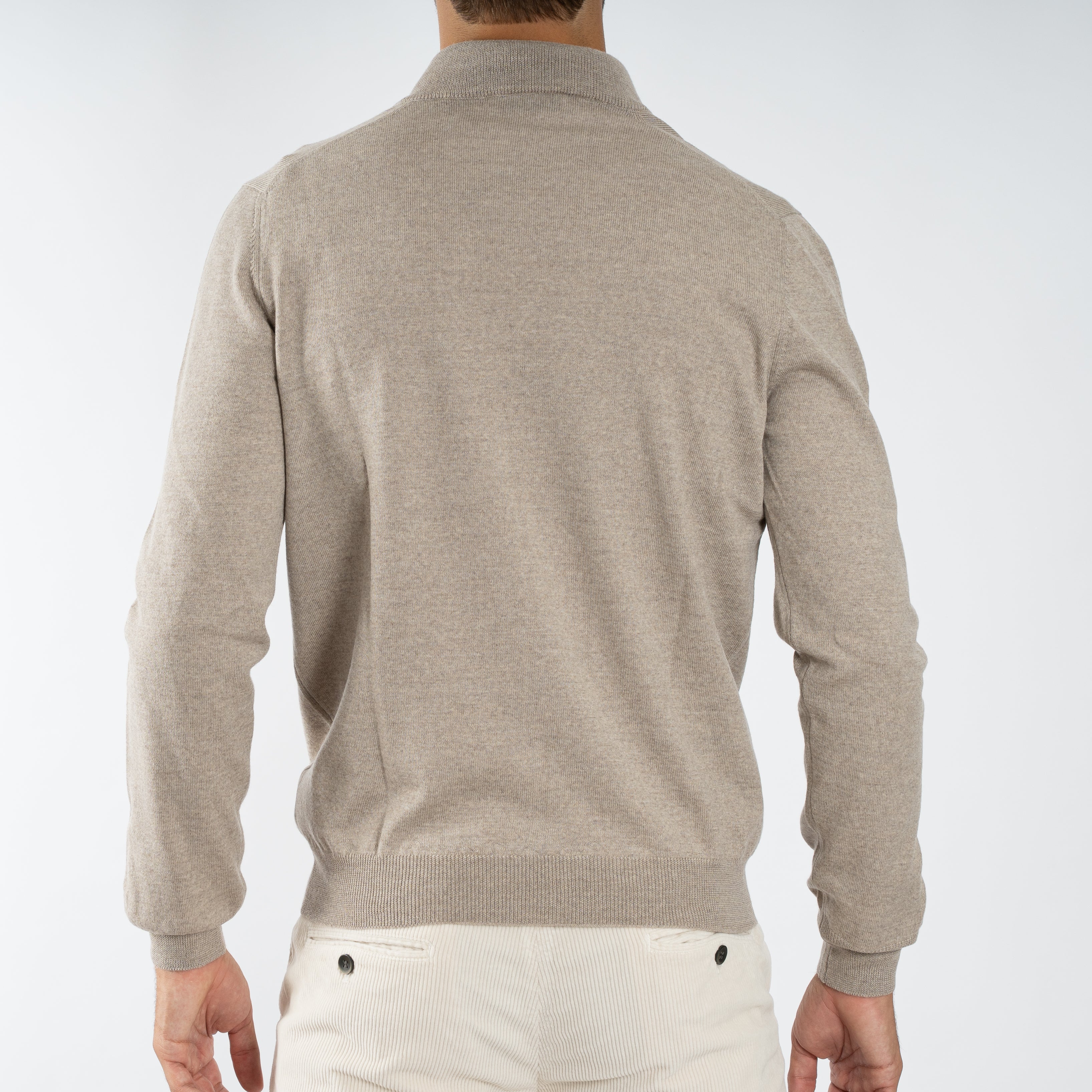 Gran Sasso Gebreide Trui met Rits Beige | Extrafine Merino