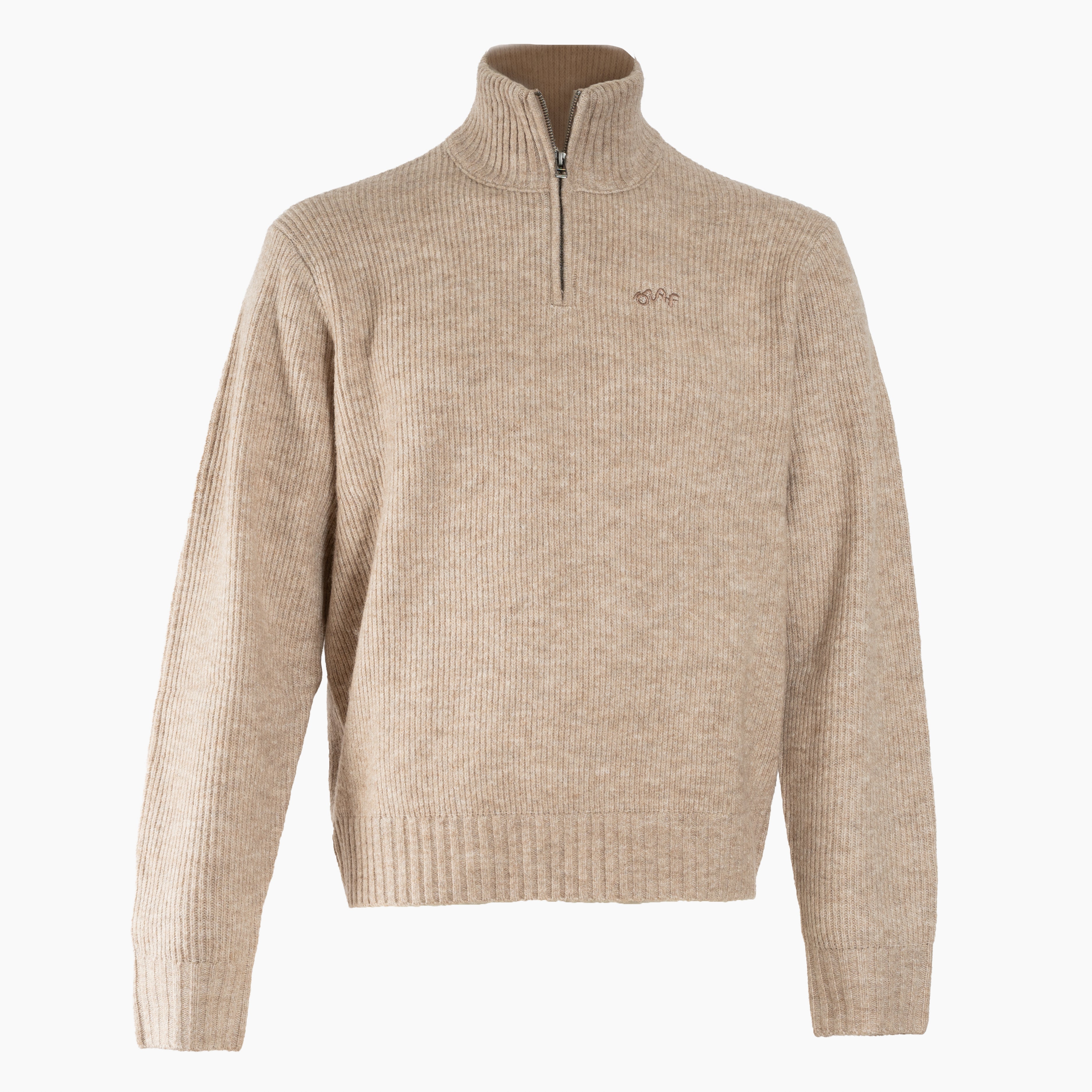Olaf Gebreide Trui met Rits Beige | Signature Knitted