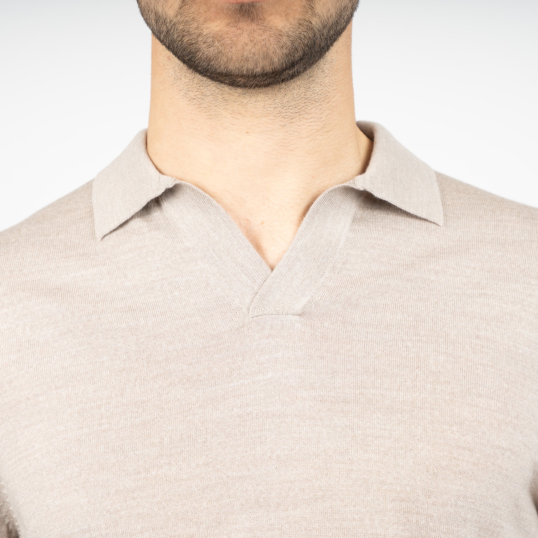 SEVEN DIALS Gebreide Buttonless Polotrui Beige | Blake