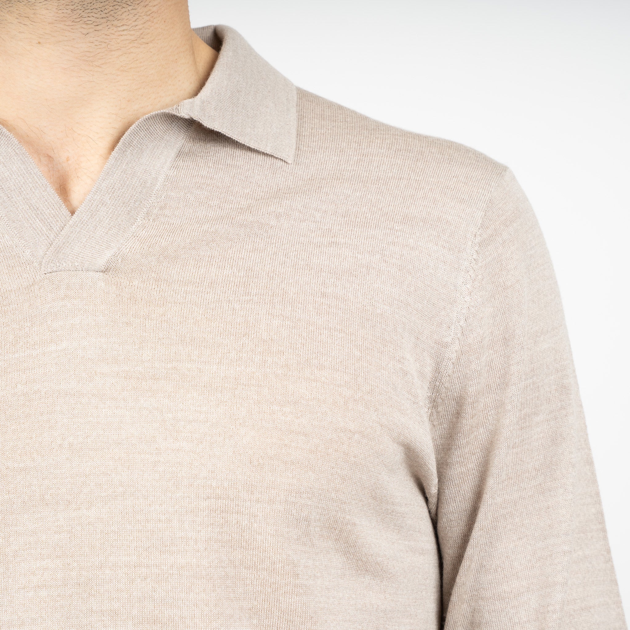 SEVEN DIALS Gebreide Buttonless Polotrui Beige | Blake