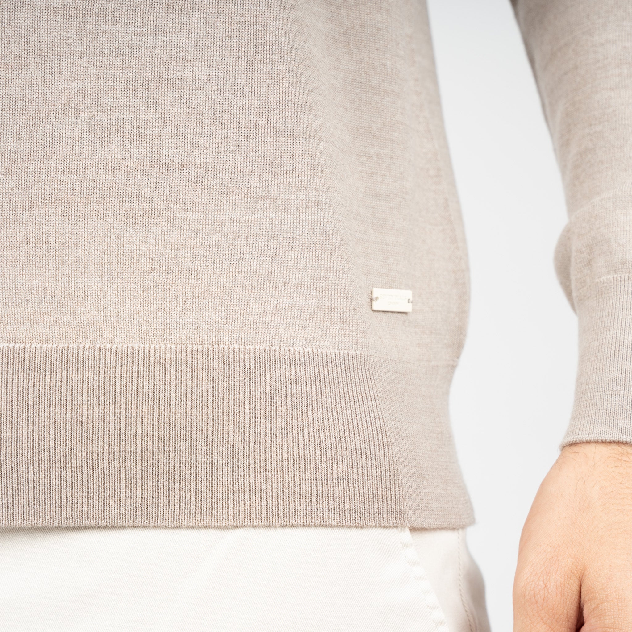 SEVEN DIALS Gebreide Buttonless Polotrui Beige | Blake