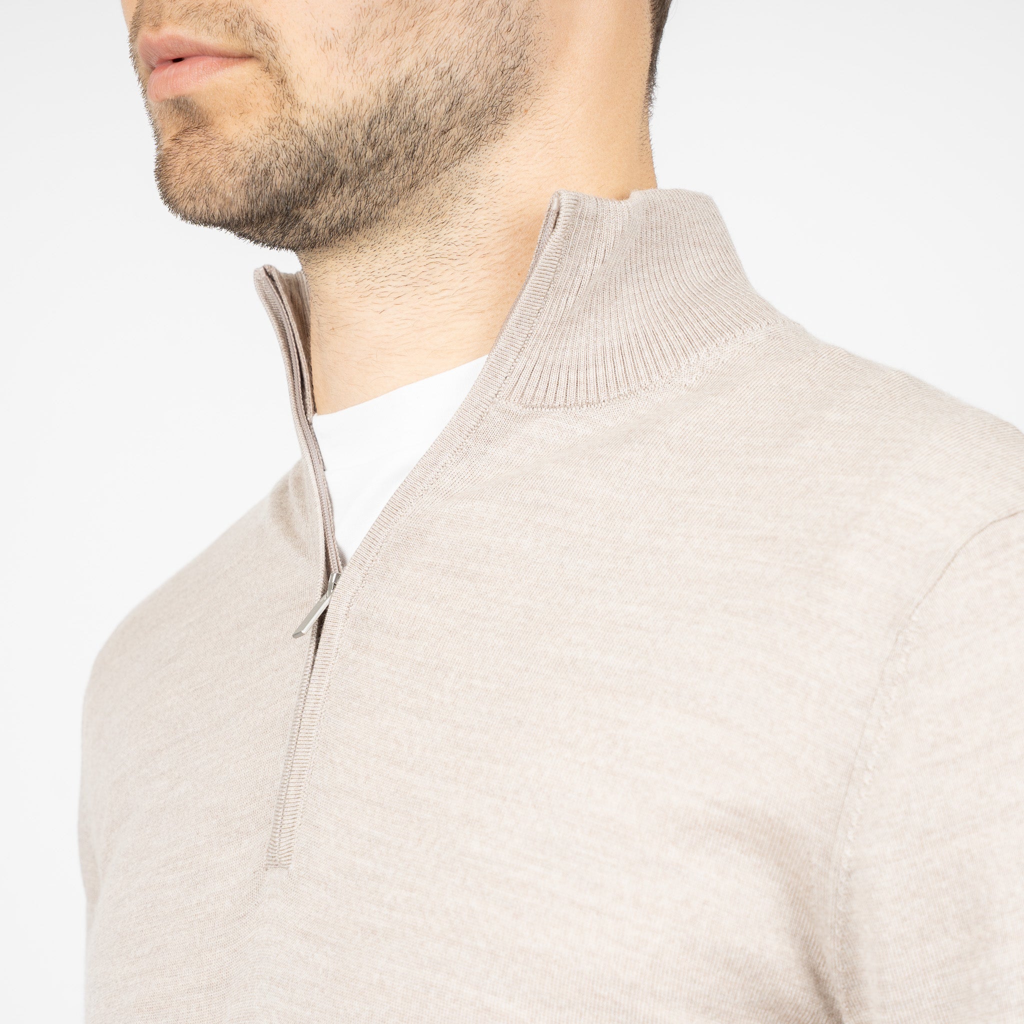 SEVEN DIALS Gebreide Trui met Rits Beige | Bothe