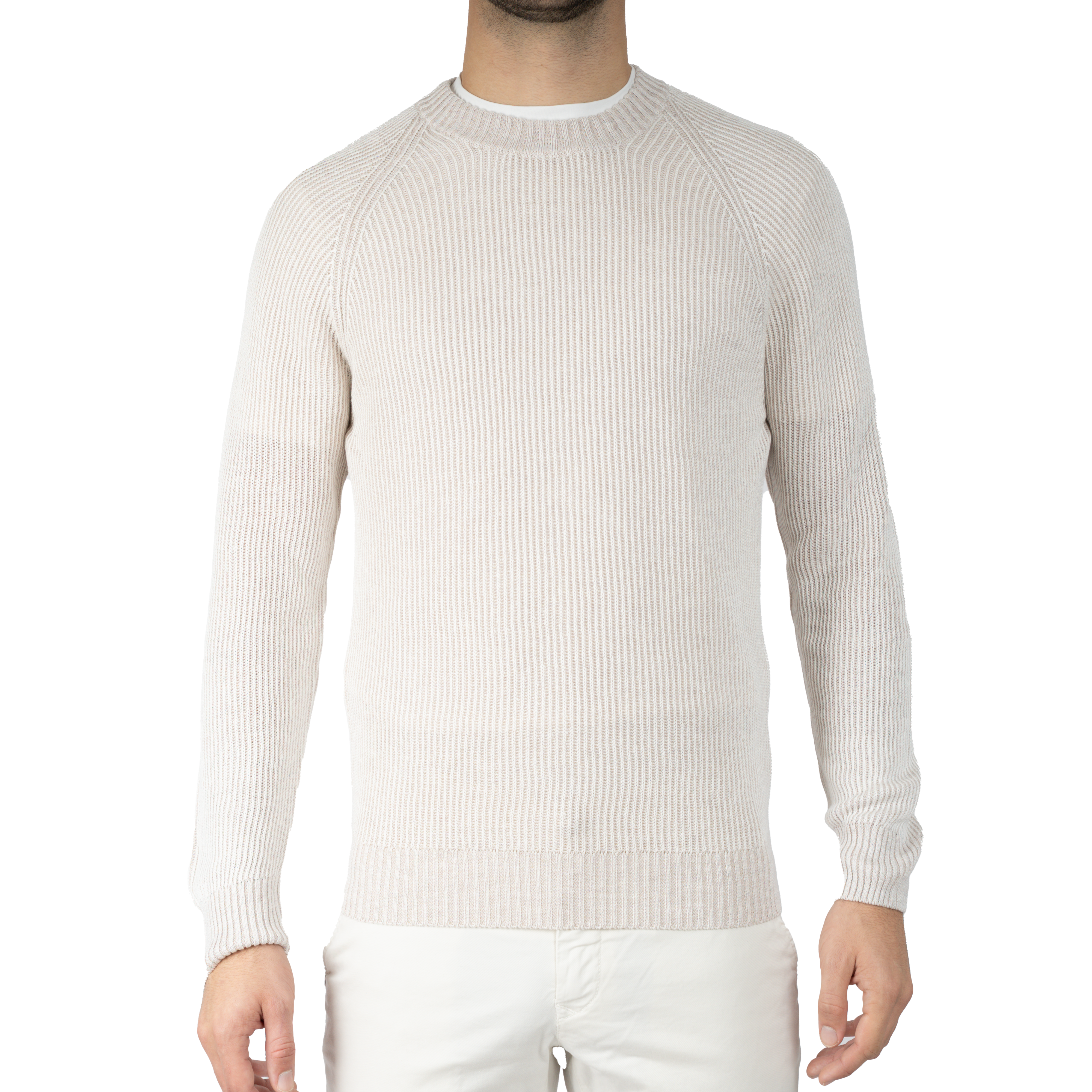 Gran Sasso Gebreide Trui Ronde Hals Beige | Lino - Cotone