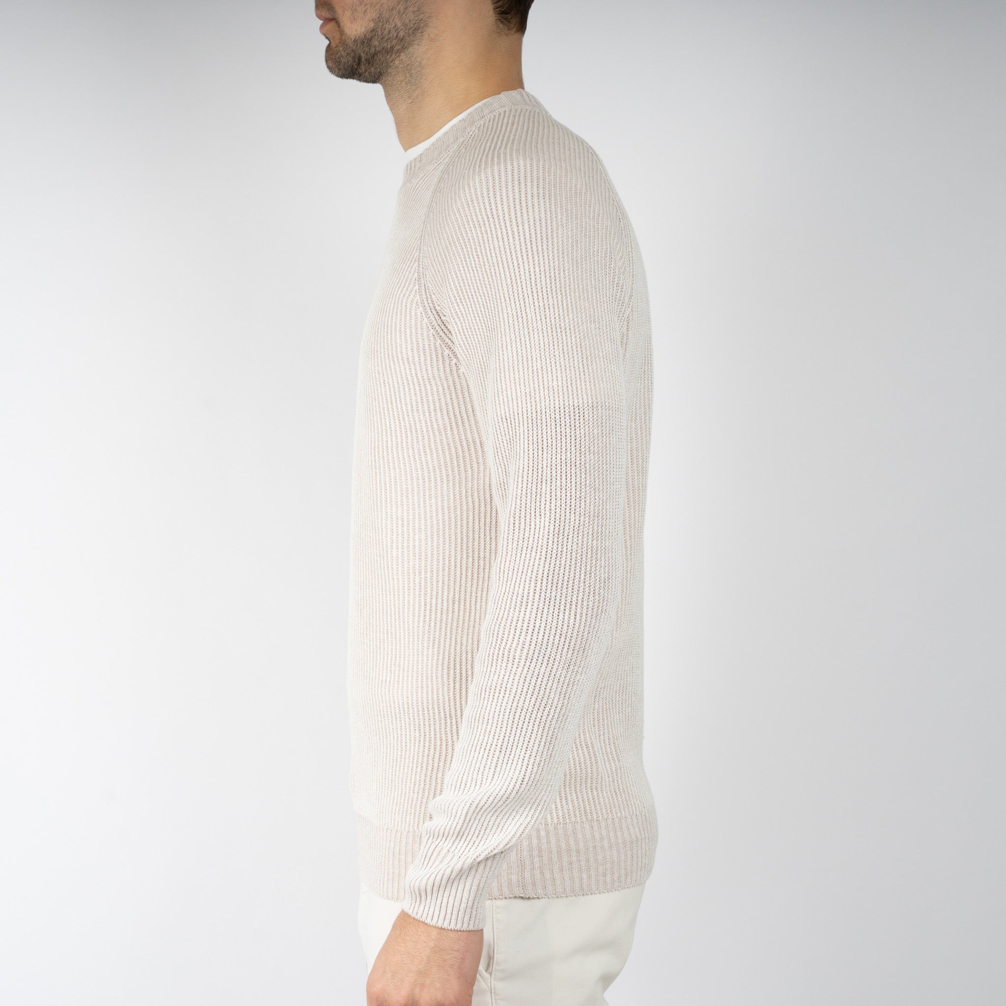 Gran Sasso Gebreide Trui Ronde Hals Beige | Lino - Cotone