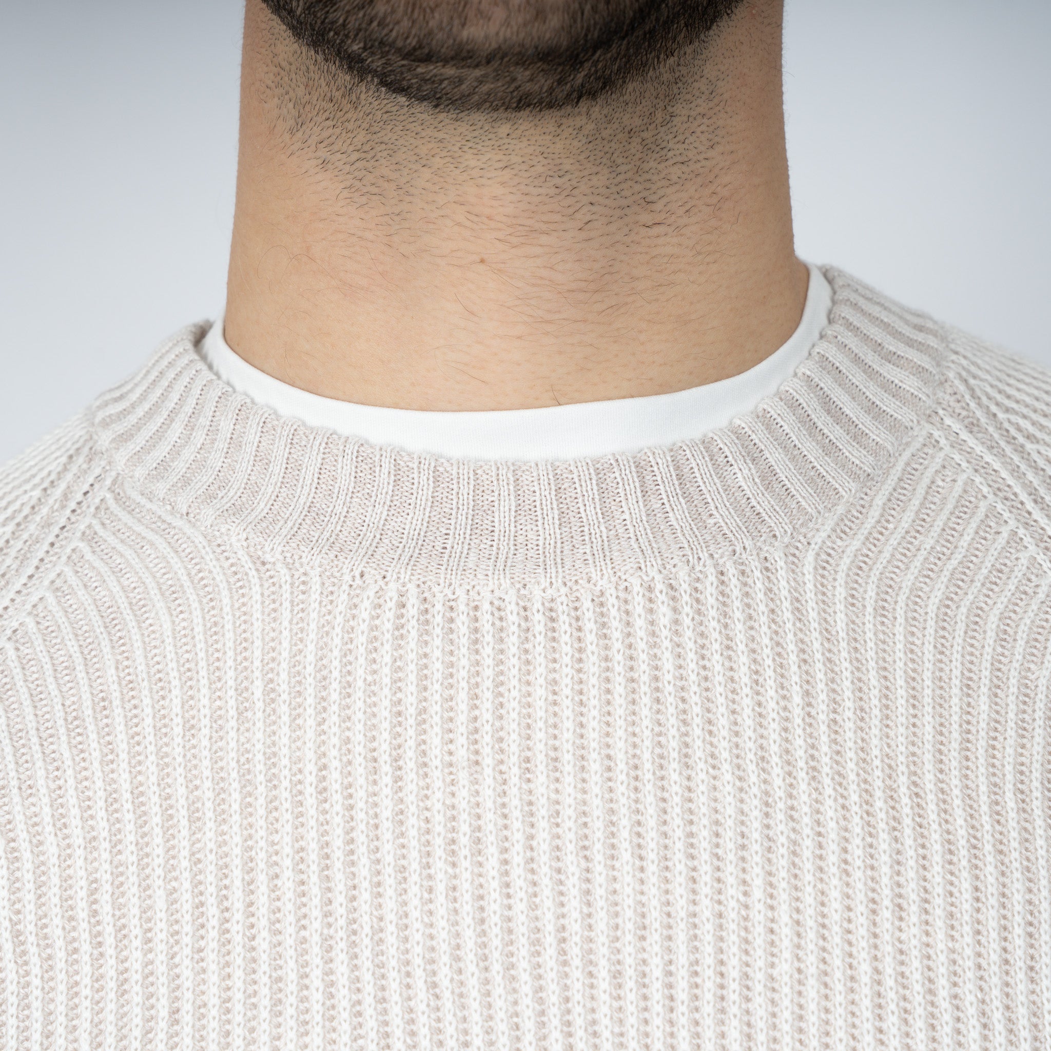 Gran Sasso Gebreide Trui Ronde Hals Beige | Lino - Cotone